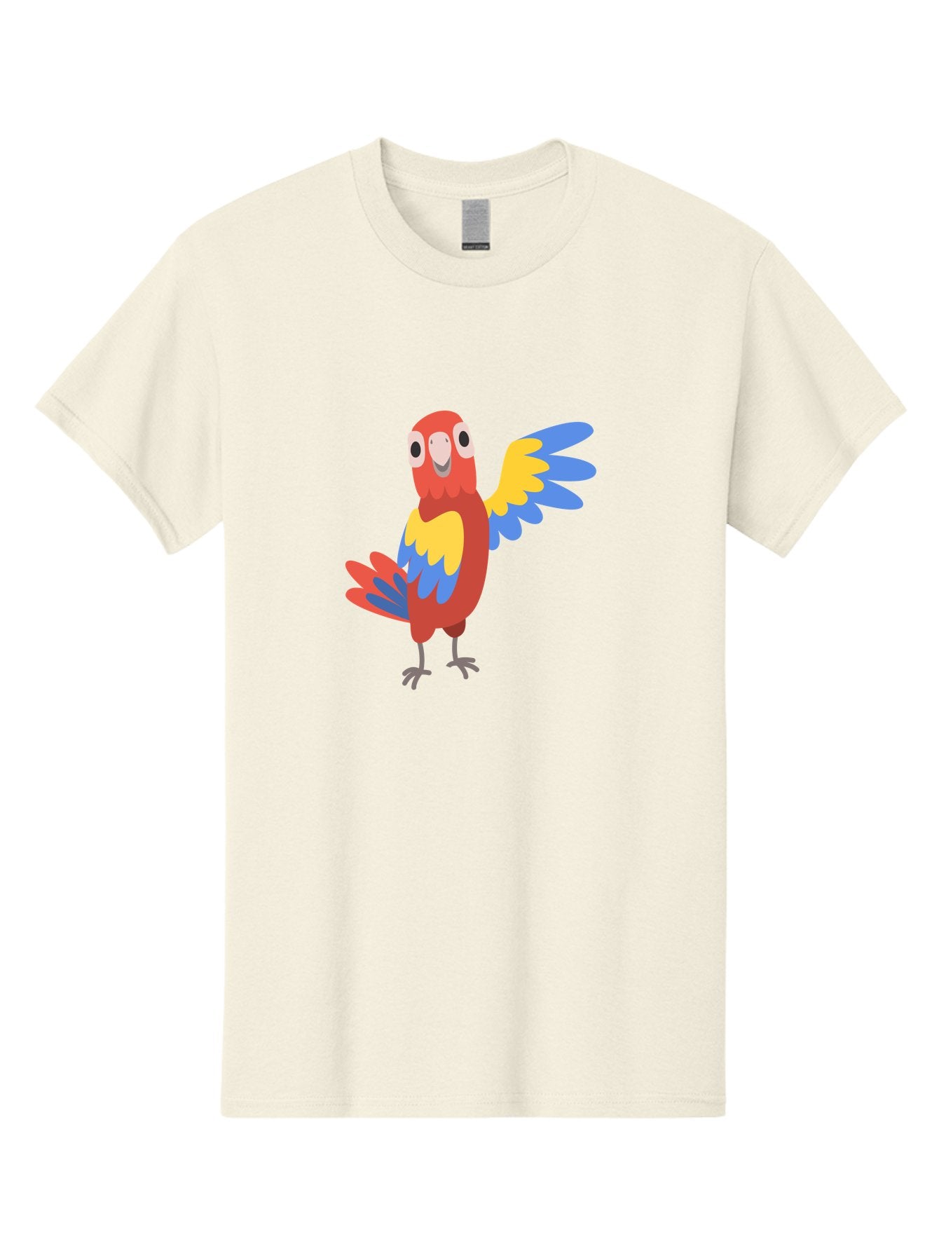 Parrot-1 Men'S Graphic Tee, 100% Cotton, Comfortable Casual Summer Wear, Machine Washable, Colorful Parrot, Cartoon Bird, Vibrant Red, Yellow, Blue Hues, Playful Wings, Happy Expression, Animated Character, Whimsical Design, Quirky Style Aab847 13