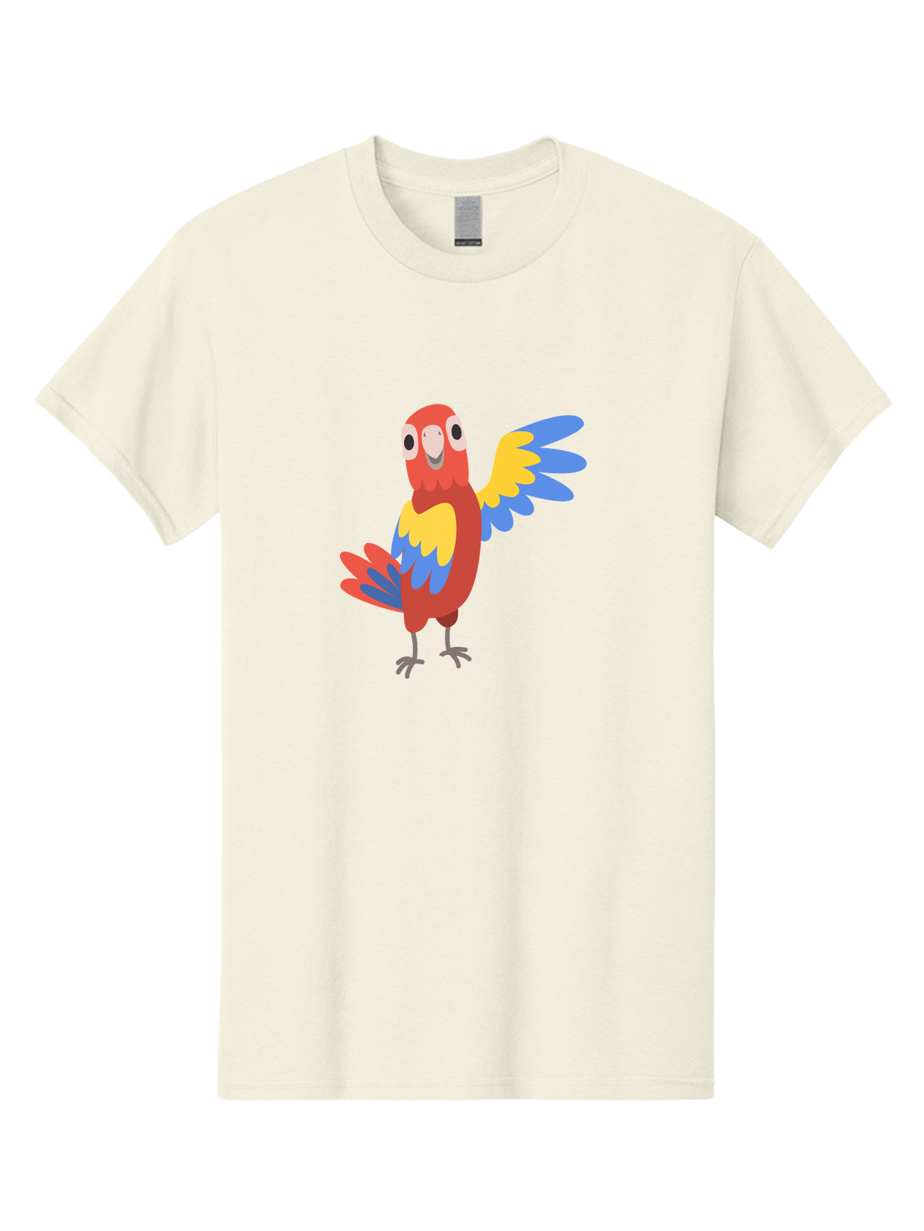Parrot-1 Men'S Graphic Tee, 100% Cotton, Comfortable Casual Summer Wear, Machine Washable, Colorful Parrot, Cartoon Bird, Vibrant Red, Yellow, Blue Hues, Playful Wings, Happy Expression, Animated Character, Whimsical Design, Quirky Style Aab847 29