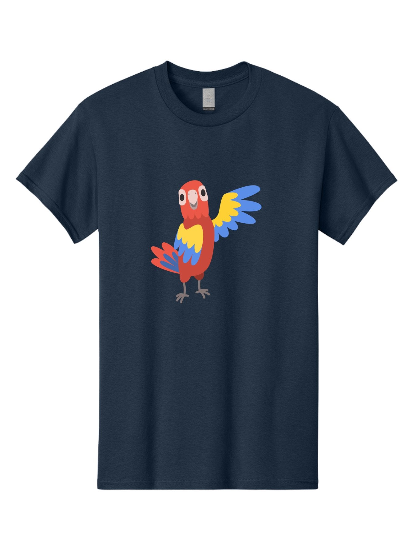 Parrot-1 Men'S Graphic Tee, 100% Cotton, Comfortable Casual Summer Wear, Machine Washable, Colorful Parrot, Cartoon Bird, Vibrant Red, Yellow, Blue Hues, Playful Wings, Happy Expression, Animated Character, Whimsical Design, Quirky Style Aab847 9