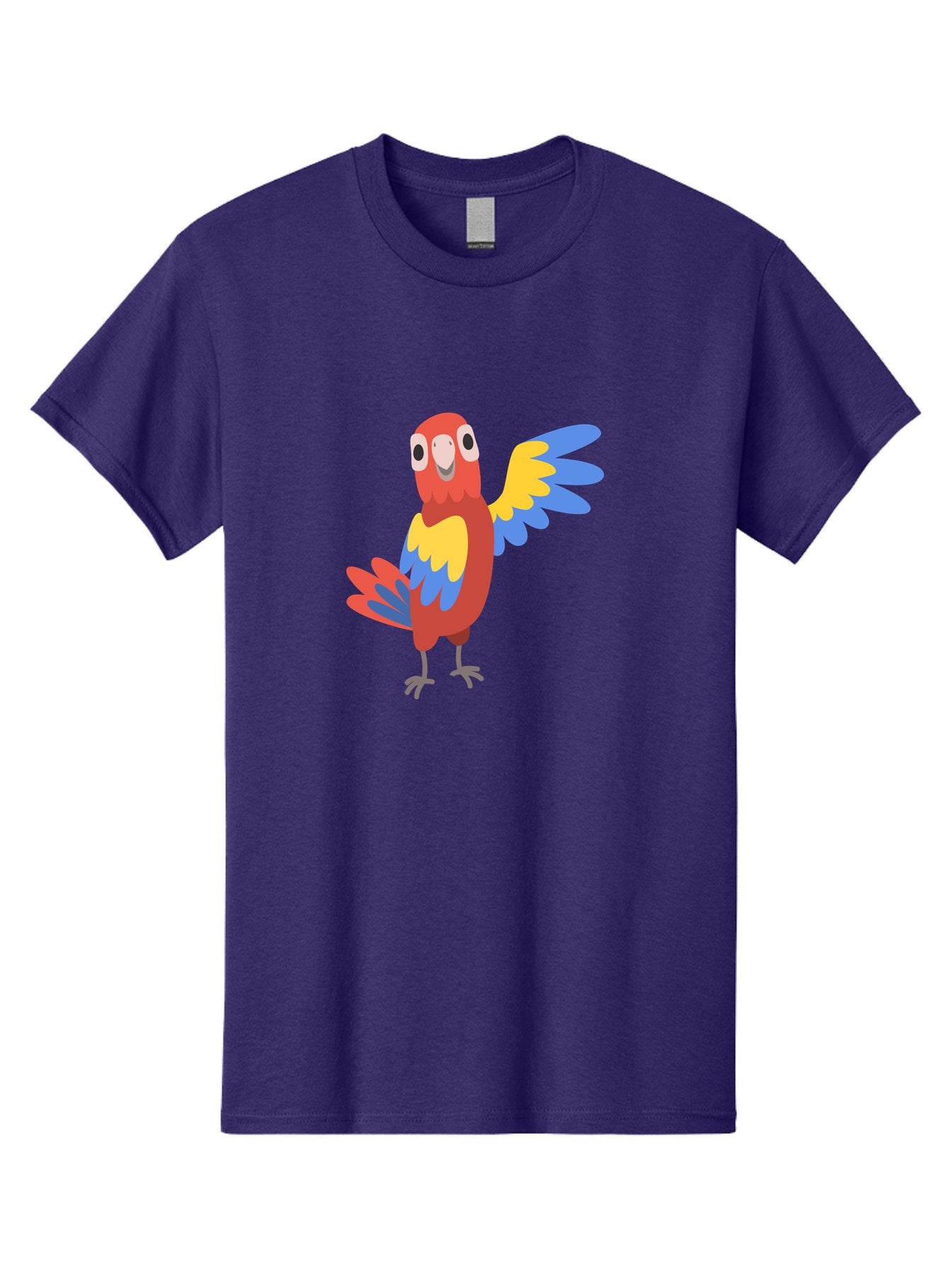 Parrot-1 Men'S Graphic Tee, 100% Cotton, Comfortable Casual Summer Wear, Machine Washable, Colorful Parrot, Cartoon Bird, Vibrant Red, Yellow, Blue Hues, Playful Wings, Happy Expression, Animated Character, Whimsical Design, Quirky Style Aab847 3