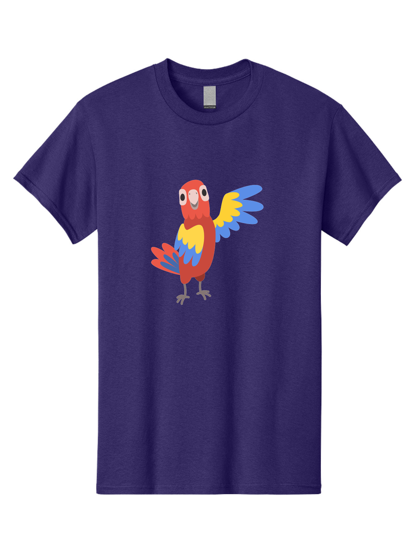 Parrot-1 Men'S Graphic Tee, 100% Cotton, Comfortable Casual Summer Wear, Machine Washable, Colorful Parrot, Cartoon Bird, Vibrant Red, Yellow, Blue Hues, Playful Wings, Happy Expression, Animated Character, Whimsical Design, Quirky Style Aab847 17
