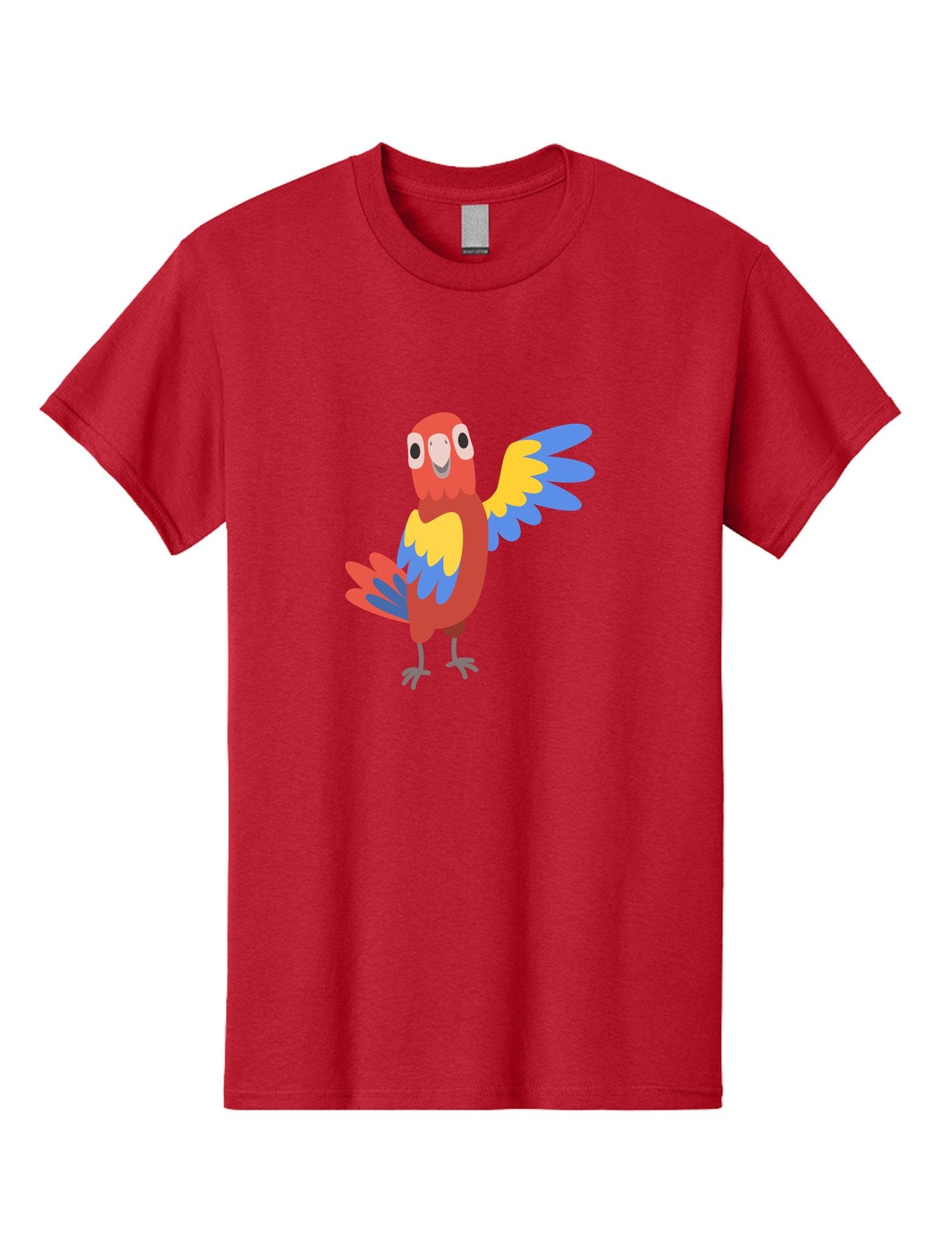 Parrot-1 Men'S Graphic Tee, 100% Cotton, Comfortable Casual Summer Wear, Machine Washable, Colorful Parrot, Cartoon Bird, Vibrant Red, Yellow, Blue Hues, Playful Wings, Happy Expression, Animated Character, Whimsical Design, Quirky Style Aab847 12