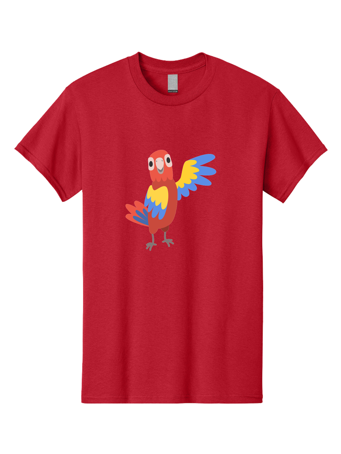 Parrot-1 Men'S Graphic Tee, 100% Cotton, Comfortable Casual Summer Wear, Machine Washable, Colorful Parrot, Cartoon Bird, Vibrant Red, Yellow, Blue Hues, Playful Wings, Happy Expression, Animated Character, Whimsical Design, Quirky Style Aab847 5