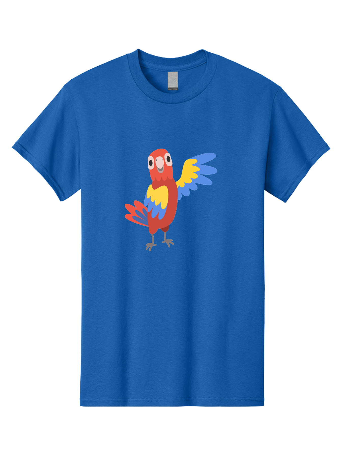Parrot-1 Men'S Graphic Tee, 100% Cotton, Comfortable Casual Summer Wear, Machine Washable, Colorful Parrot, Cartoon Bird, Vibrant Red, Yellow, Blue Hues, Playful Wings, Happy Expression, Animated Character, Whimsical Design, Quirky Style Aab847 11