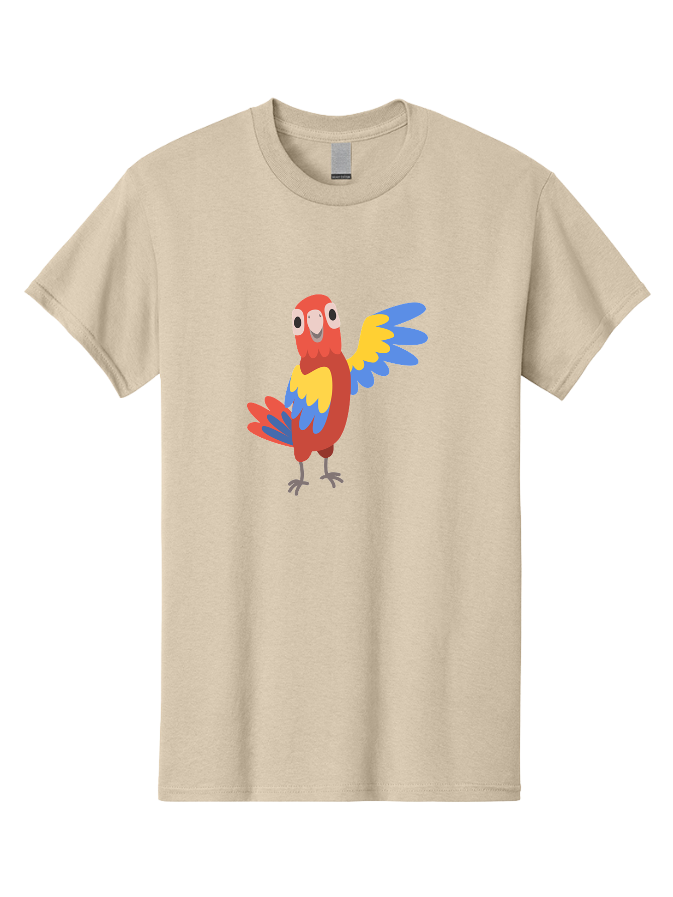 Parrot-1 Men'S Graphic Tee, 100% Cotton, Comfortable Casual Summer Wear, Machine Washable, Colorful Parrot, Cartoon Bird, Vibrant Red, Yellow, Blue Hues, Playful Wings, Happy Expression, Animated Character, Whimsical Design, Quirky Style Aab847 19