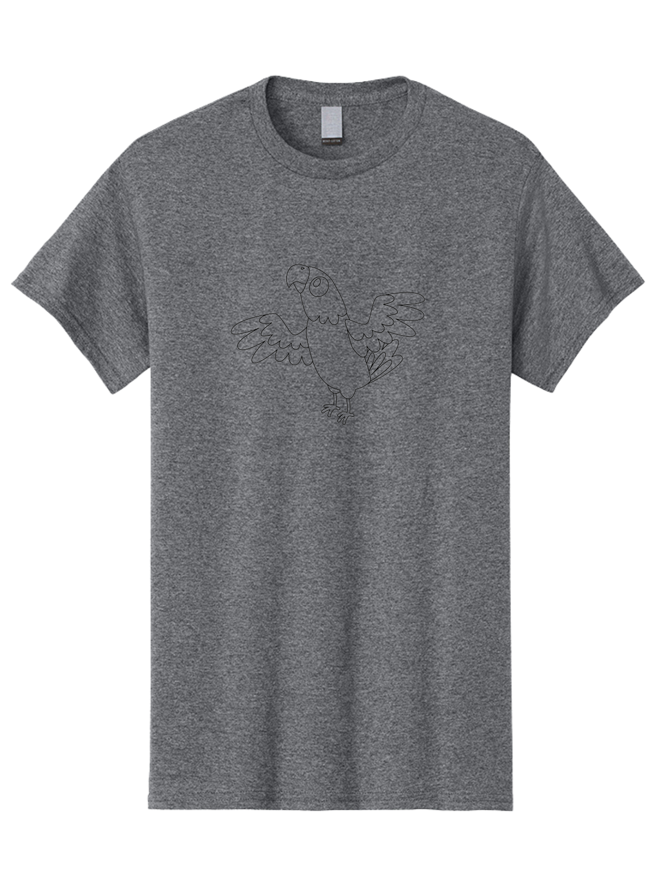 Parrot-10 Men'S Graphic Tee, 100% Cotton, Comfortable Casual Summer Wear, Machine Washable, Simple Parrot Illustration, Outline Drawing, Bird With Wings, Cartoon Parrot, Parrot Coloring Page, Simple Bird Drawing, Parrot Graphic Aab848