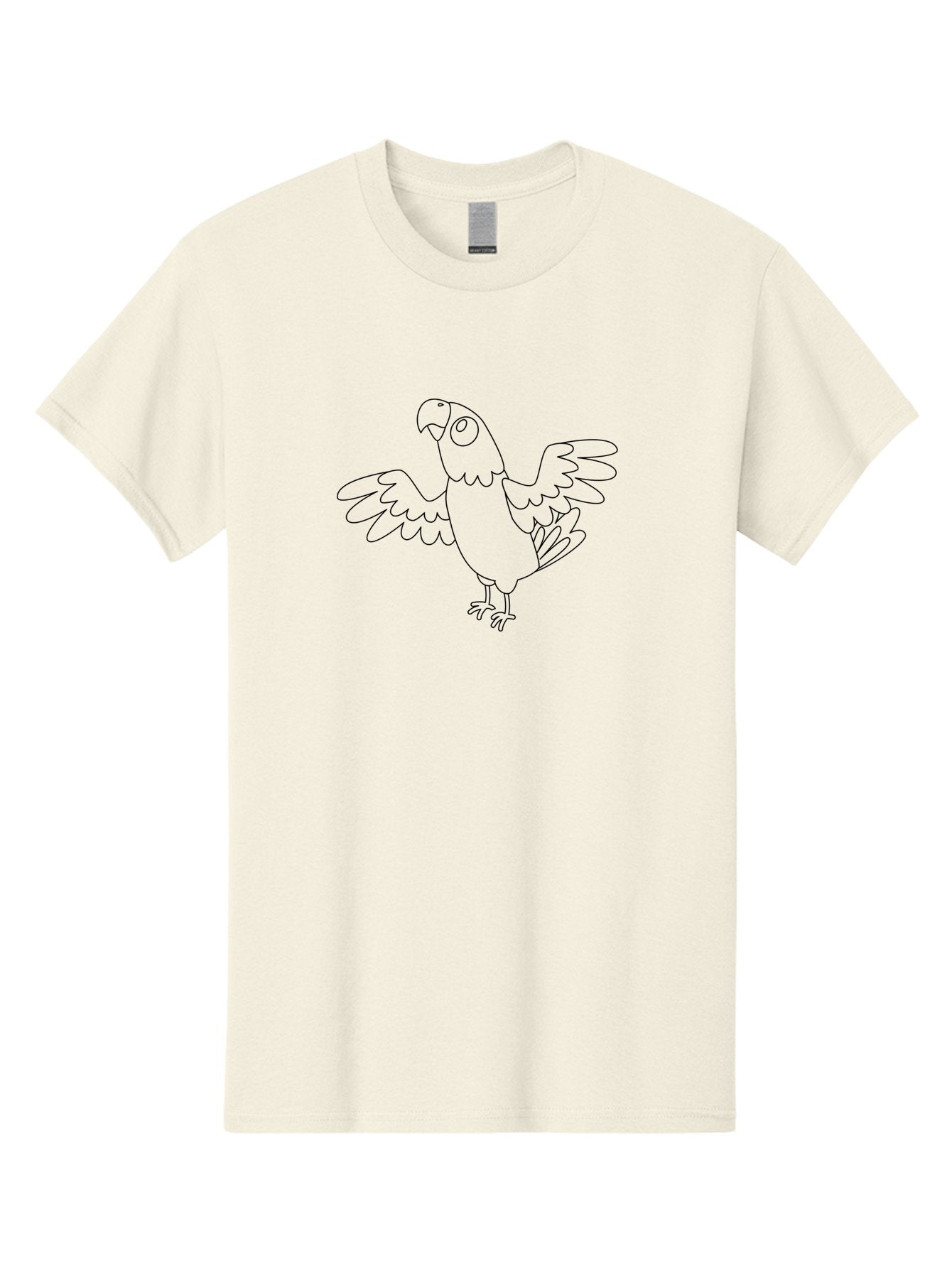 Parrot-10 Men'S Graphic Tee, 100% Cotton, Comfortable Casual Summer Wear, Machine Washable, Simple Parrot Illustration, Outline Drawing, Bird With Wings, Cartoon Parrot, Parrot Coloring Page, Simple Bird Drawing, Parrot Graphic Aab848 4