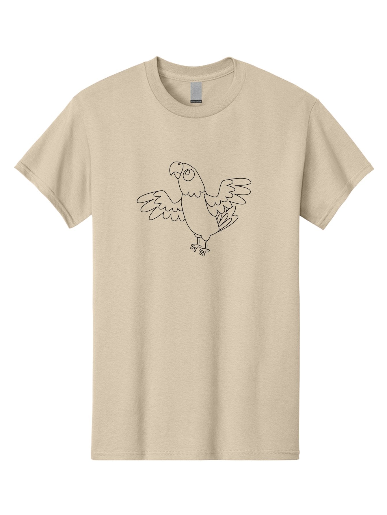Parrot-10 Men'S Graphic Tee, 100% Cotton, Comfortable Casual Summer Wear, Machine Washable, Simple Parrot Illustration, Outline Drawing, Bird With Wings, Cartoon Parrot, Parrot Coloring Page, Simple Bird Drawing, Parrot Graphic Aab848 3