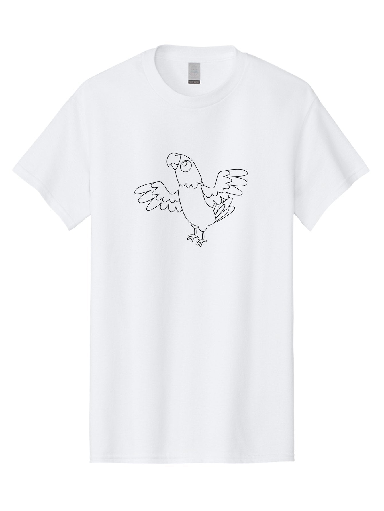 Parrot-10 Men'S Graphic Tee, 100% Cotton, Comfortable Casual Summer Wear, Machine Washable, Simple Parrot Illustration, Outline Drawing, Bird With Wings, Cartoon Parrot, Parrot Coloring Page, Simple Bird Drawing, Parrot Graphic Aab848 12