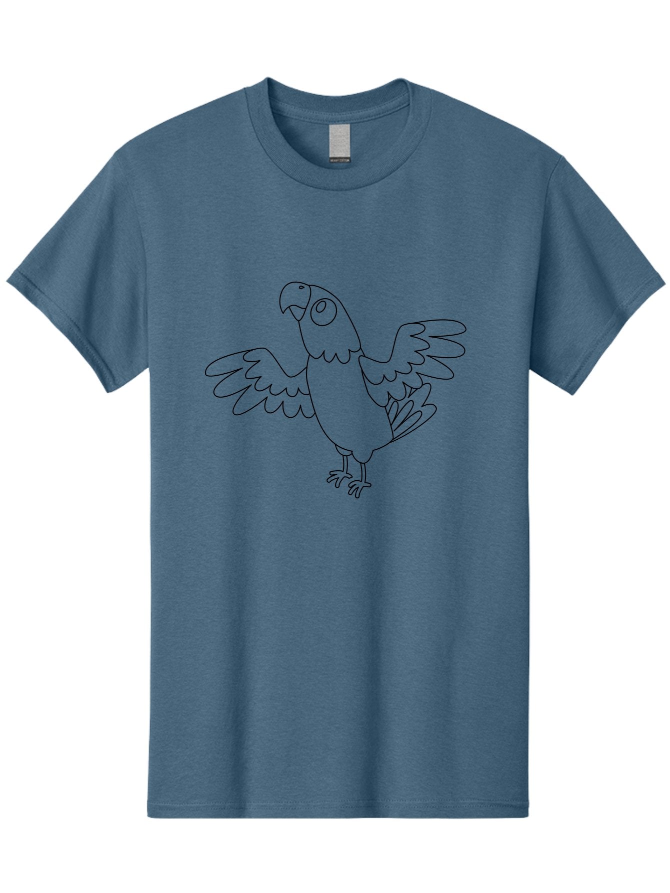 Parrot-11 Men'S Graphic Tee, 100% Cotton, Comfortable Casual Summer Wear, Machine Washable, Parrot With Spread Wings, Bird Outline, Cartoon Parrot, Simple Illustration, Minimalist Design, Wildlife Illustration Aab849 4