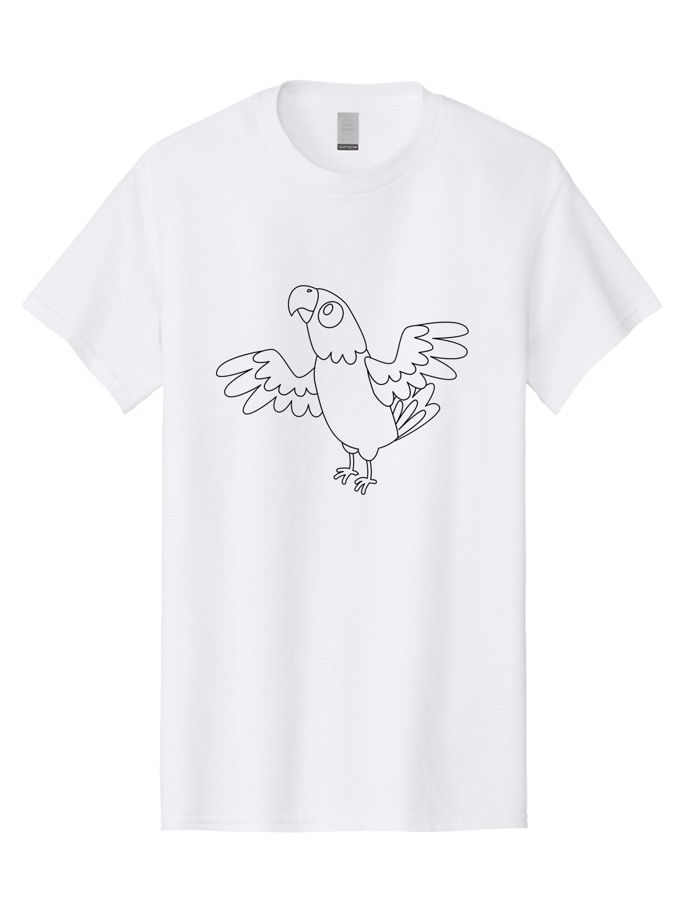 Parrot-11 Men'S Graphic Tee, 100% Cotton, Comfortable Casual Summer Wear, Machine Washable, Parrot With Spread Wings, Bird Outline, Cartoon Parrot, Simple Illustration, Minimalist Design, Wildlife Illustration Aab849 3