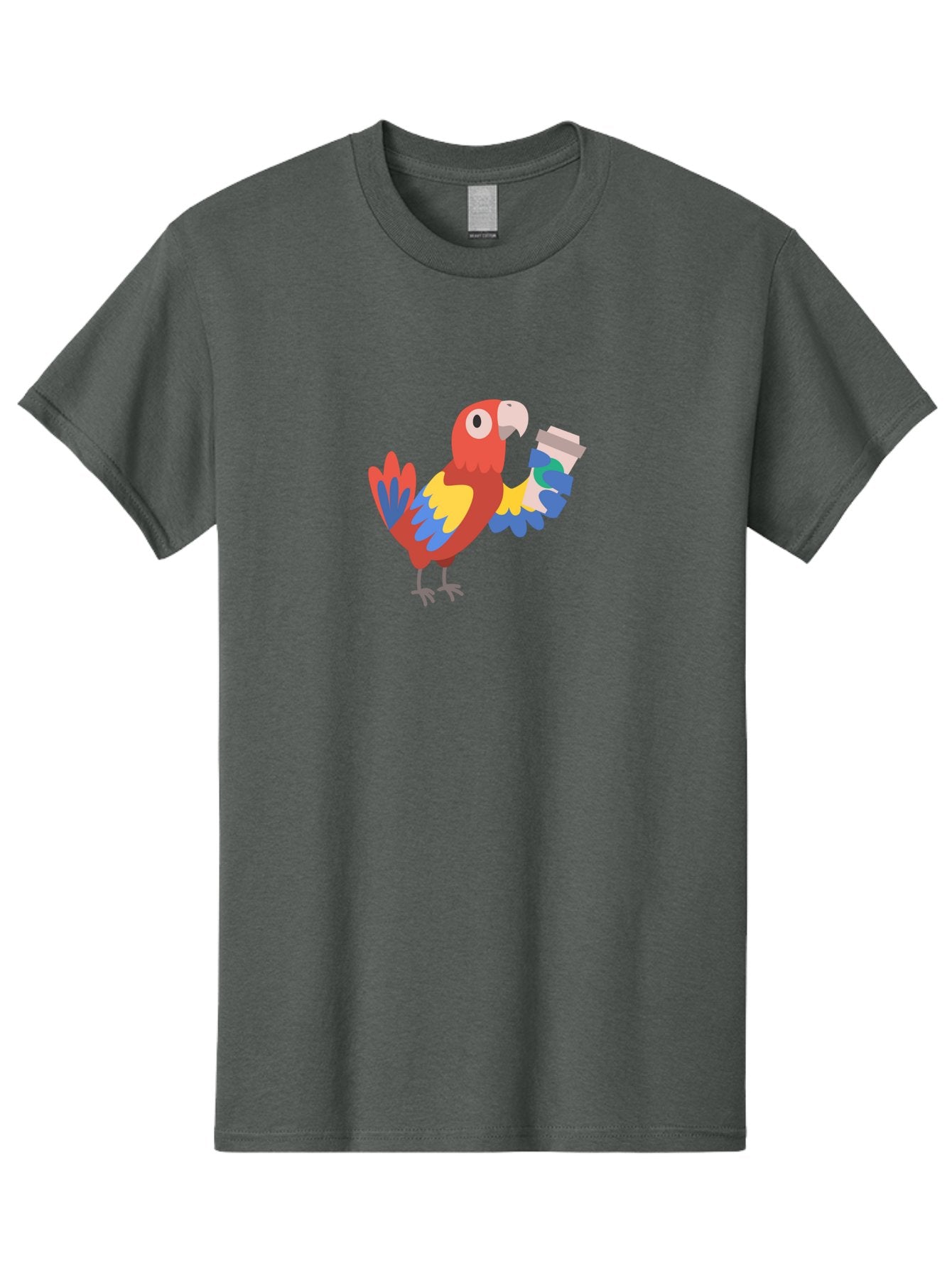 Parrot-2 Men'S Graphic Tee, 100% Cotton, Comfortable Casual Summer Wear, Machine Washable, Colorful Parrot, Cartoon Bird, Coffee Cup, Vibrant Feathers, Playful Illustration, Tropical Bird, Coffee Love, Exotic Pet Aab850 14