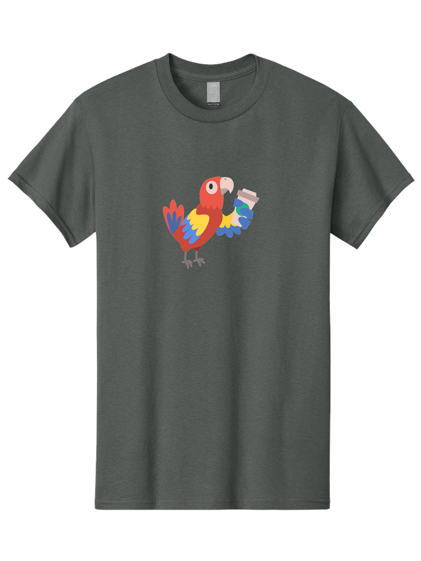 Parrot-2 Men'S Graphic Tee, 100% Cotton, Comfortable Casual Summer Wear, Machine Washable, Colorful Parrot, Cartoon Bird, Coffee Cup, Vibrant Feathers, Playful Illustration, Tropical Bird, Coffee Love, Exotic Pet Aab850 3