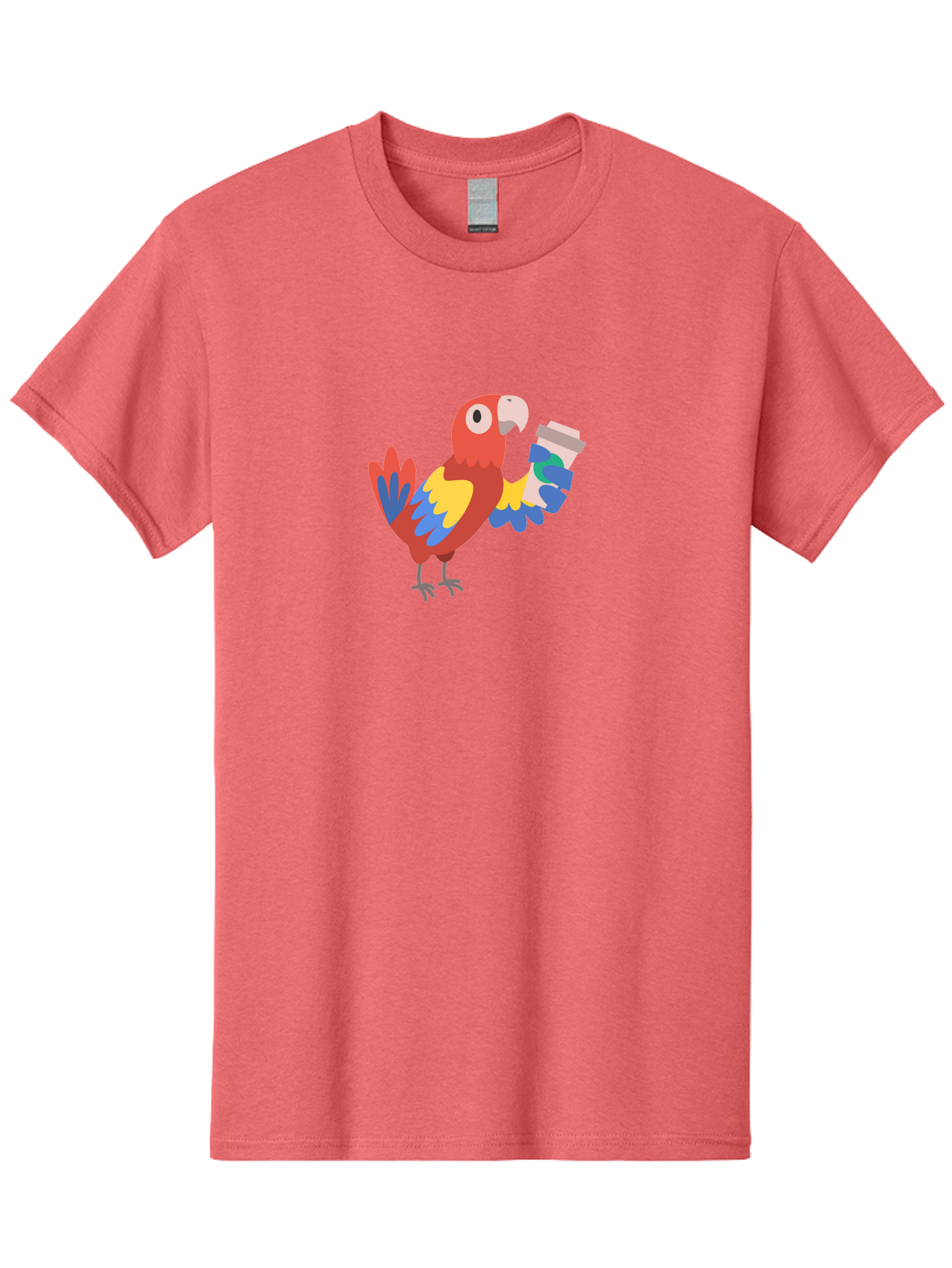 Parrot-2 Men'S Graphic Tee, 100% Cotton, Comfortable Casual Summer Wear, Machine Washable, Colorful Parrot, Cartoon Bird, Coffee Cup, Vibrant Feathers, Playful Illustration, Tropical Bird, Coffee Love, Exotic Pet Aab850 11
