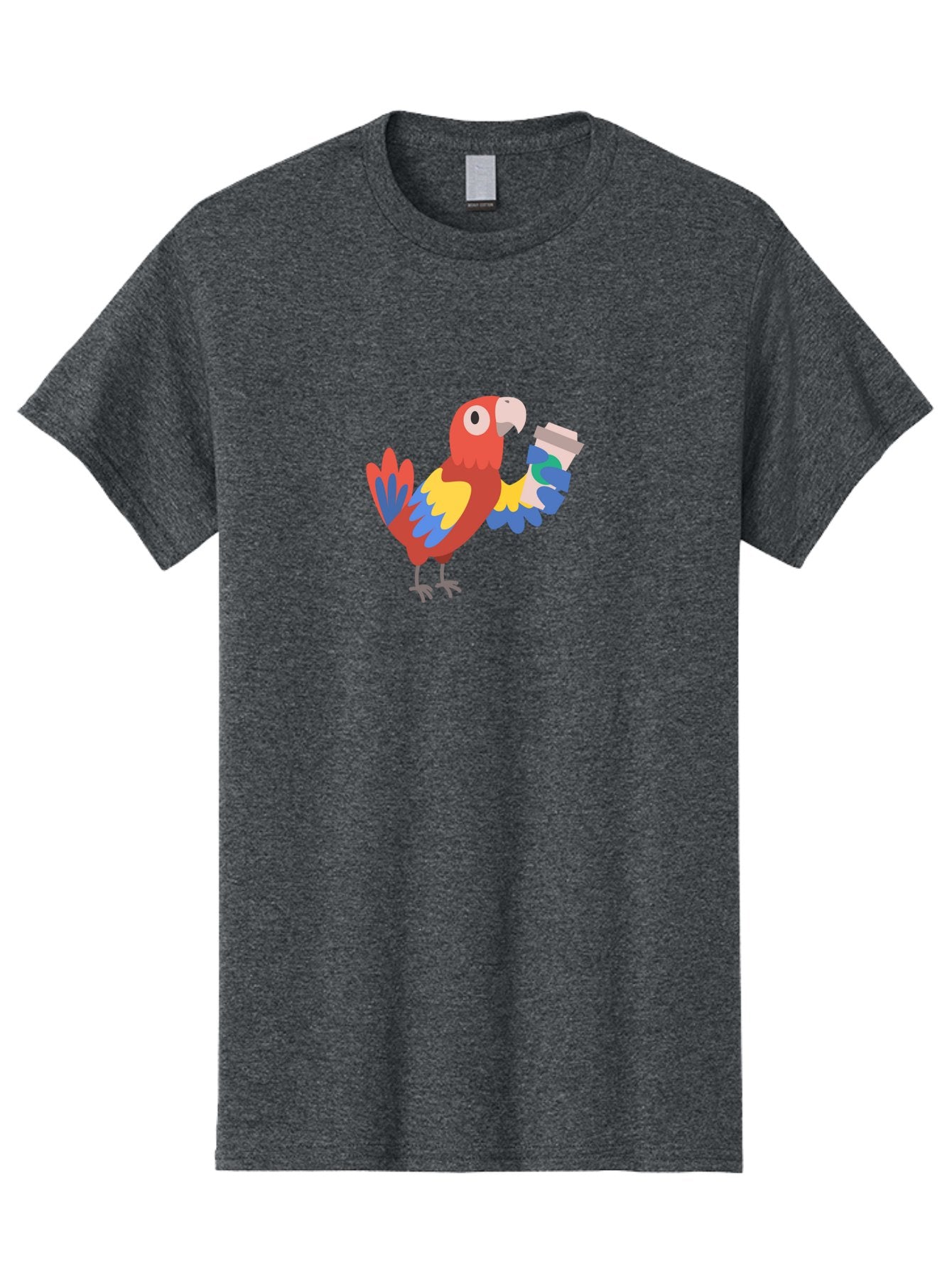 Parrot-2 Men'S Graphic Tee, 100% Cotton, Comfortable Casual Summer Wear, Machine Washable, Colorful Parrot, Cartoon Bird, Coffee Cup, Vibrant Feathers, Playful Illustration, Tropical Bird, Coffee Love, Exotic Pet Aab850 4