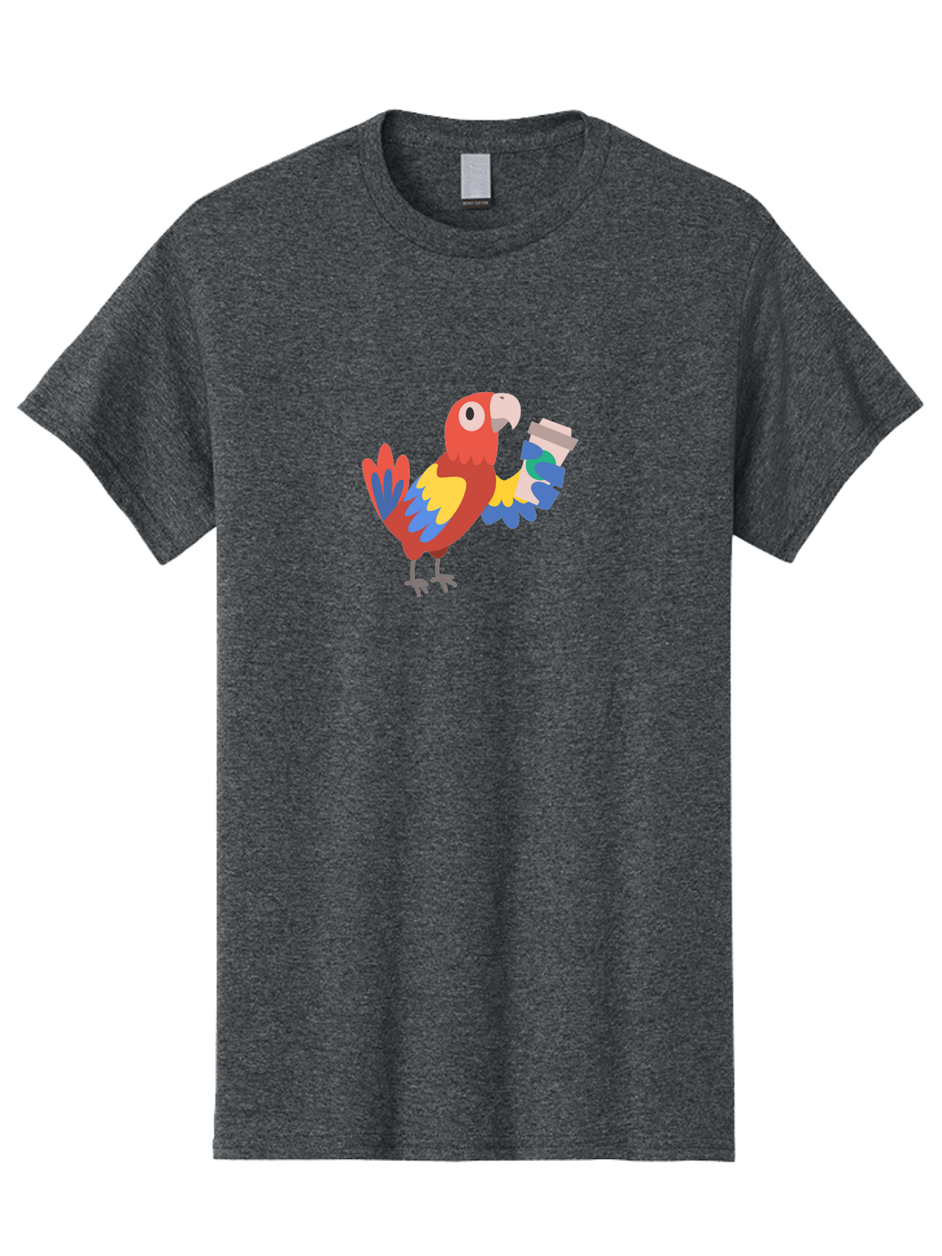 Parrot-2 Men'S Graphic Tee, 100% Cotton, Comfortable Casual Summer Wear, Machine Washable, Colorful Parrot, Cartoon Bird, Coffee Cup, Vibrant Feathers, Playful Illustration, Tropical Bird, Coffee Love, Exotic Pet Aab850 23