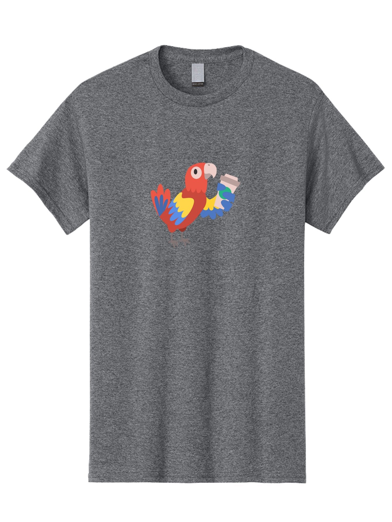 Parrot-2 Men'S Graphic Tee, 100% Cotton, Comfortable Casual Summer Wear, Machine Washable, Colorful Parrot, Cartoon Bird, Coffee Cup, Vibrant Feathers, Playful Illustration, Tropical Bird, Coffee Love, Exotic Pet Aab850 6