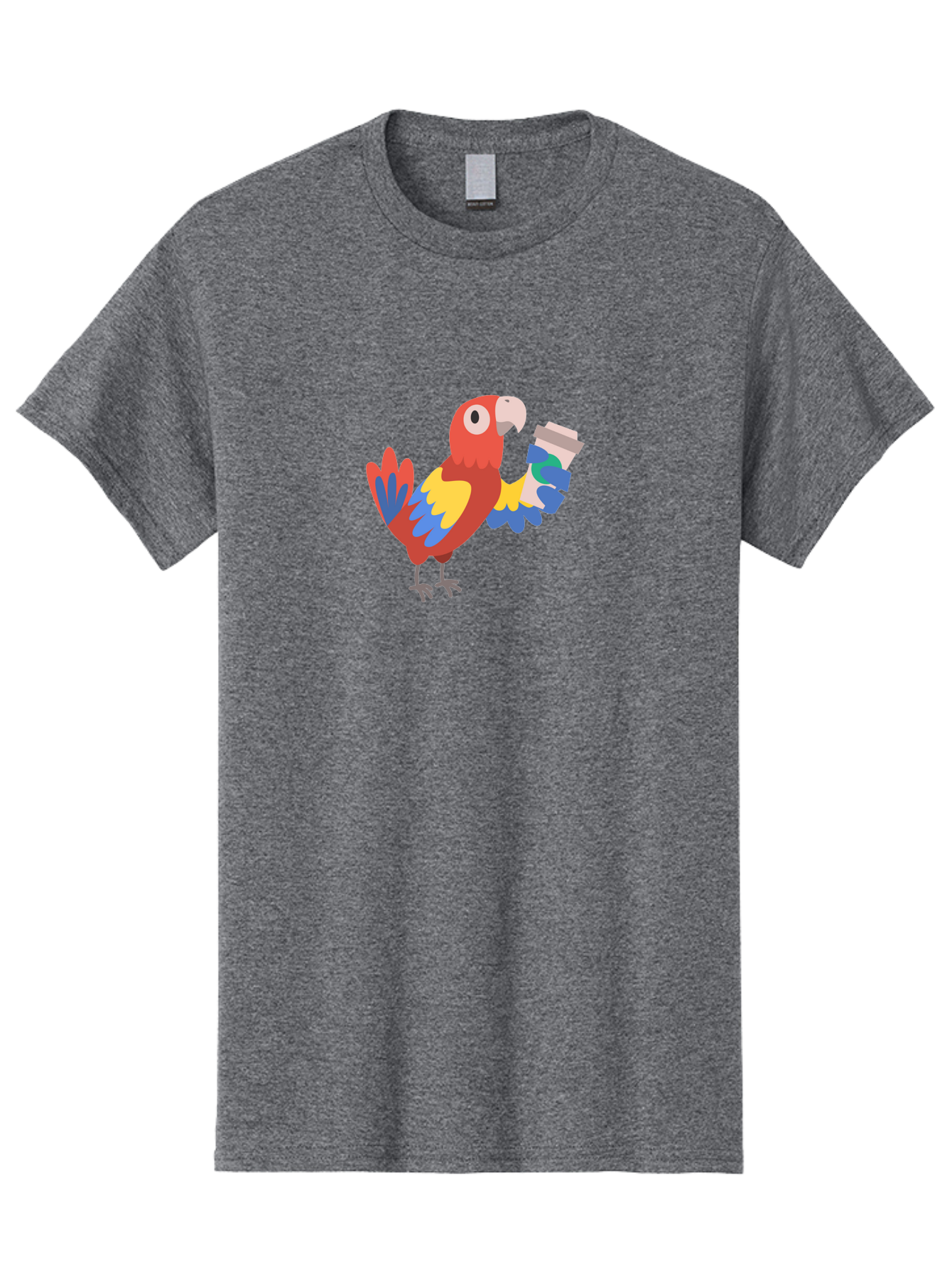 Parrot-2 Men'S Graphic Tee, 100% Cotton, Comfortable Casual Summer Wear, Machine Washable, Colorful Parrot, Cartoon Bird, Coffee Cup, Vibrant Feathers, Playful Illustration, Tropical Bird, Coffee Love, Exotic Pet Aab850 13