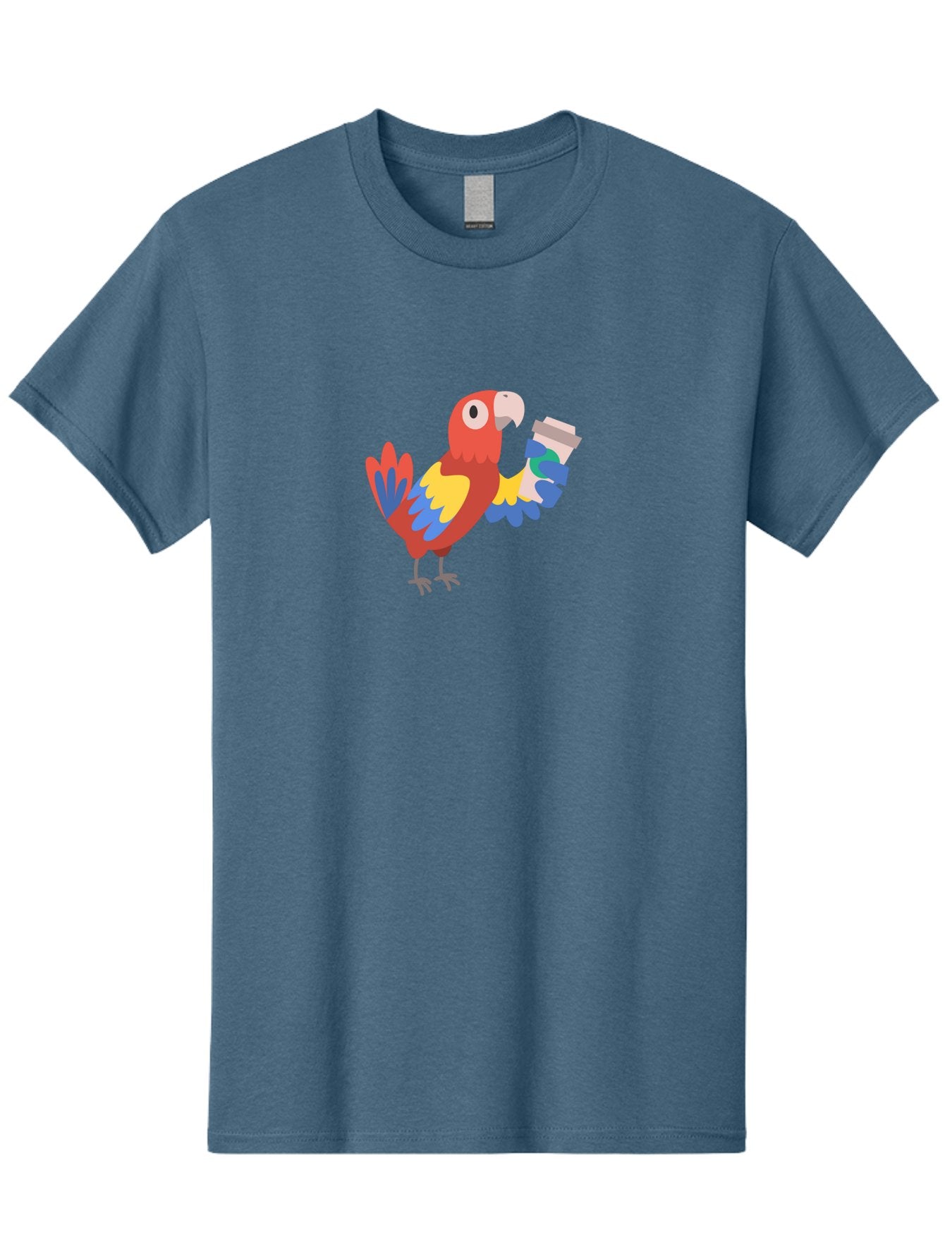 Parrot-2 Men'S Graphic Tee, 100% Cotton, Comfortable Casual Summer Wear, Machine Washable, Colorful Parrot, Cartoon Bird, Coffee Cup, Vibrant Feathers, Playful Illustration, Tropical Bird, Coffee Love, Exotic Pet Aab850 10