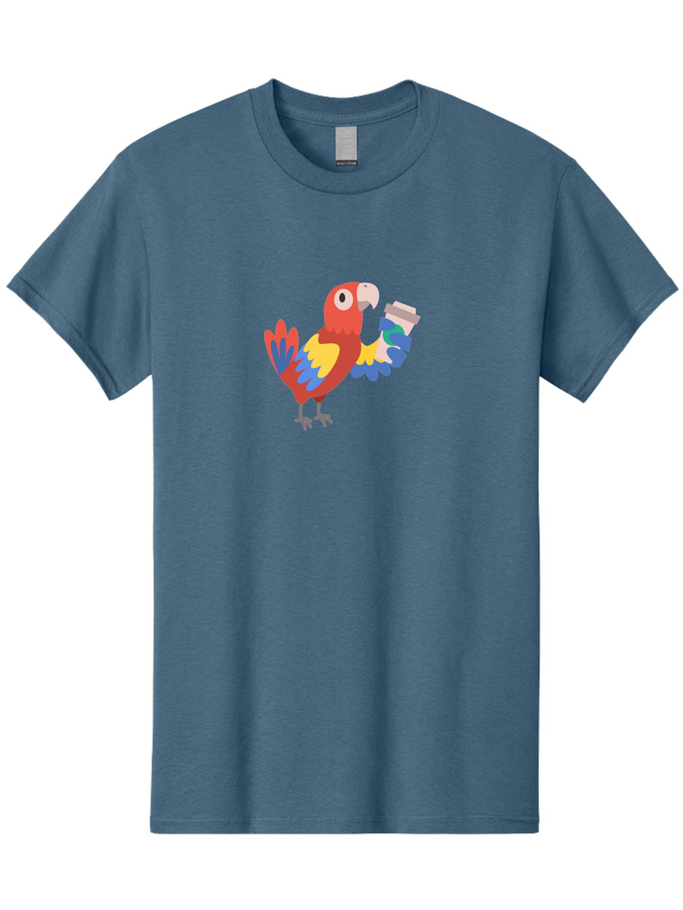 Parrot-2 Men'S Graphic Tee, 100% Cotton, Comfortable Casual Summer Wear, Machine Washable, Colorful Parrot, Cartoon Bird, Coffee Cup, Vibrant Feathers, Playful Illustration, Tropical Bird, Coffee Love, Exotic Pet Aab850 27