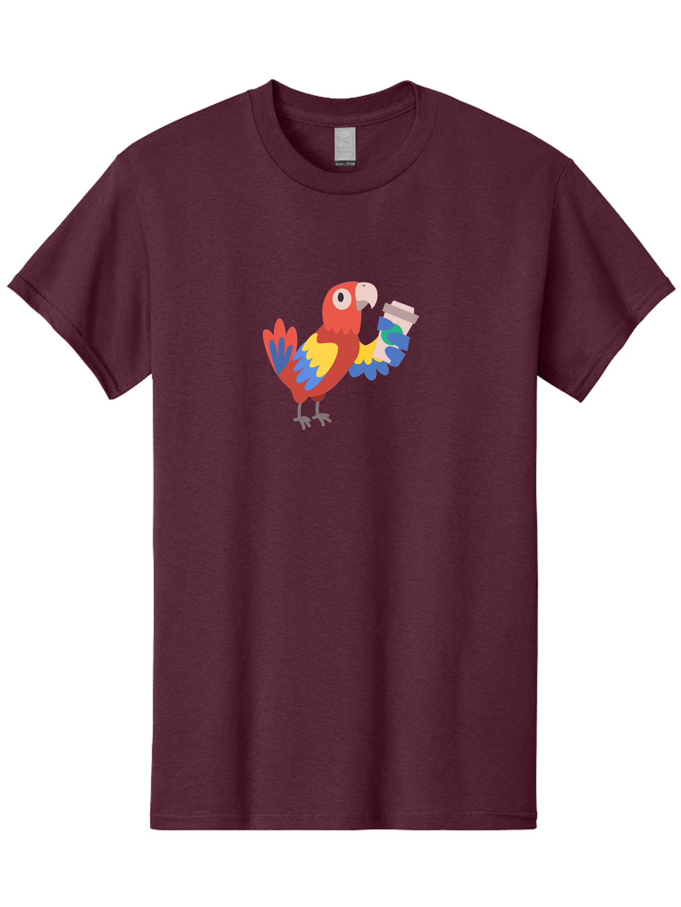 Parrot-2 Men'S Graphic Tee, 100% Cotton, Comfortable Casual Summer Wear, Machine Washable, Colorful Parrot, Cartoon Bird, Coffee Cup, Vibrant Feathers, Playful Illustration, Tropical Bird, Coffee Love, Exotic Pet Aab850 5