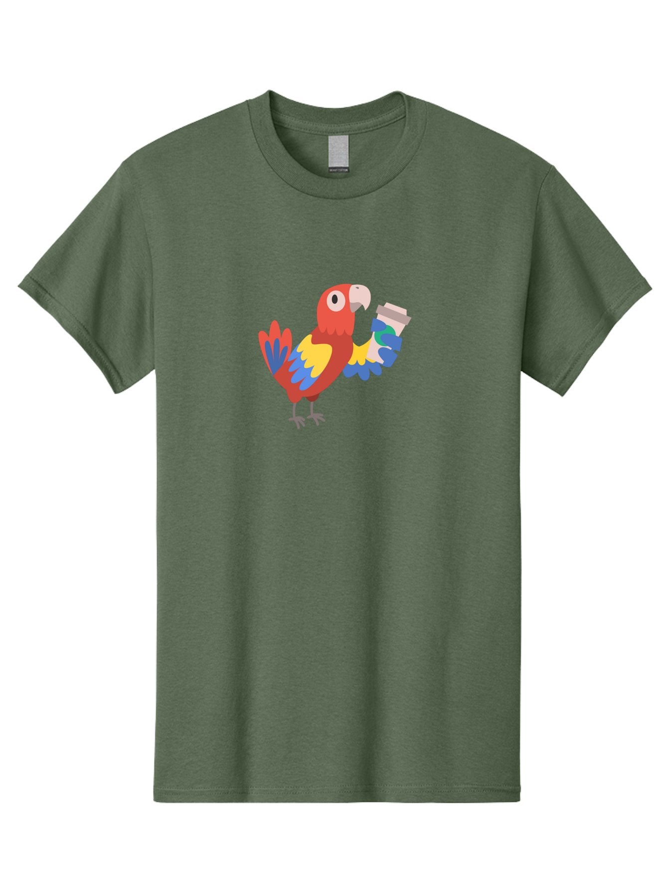 Parrot-2 Men'S Graphic Tee, 100% Cotton, Comfortable Casual Summer Wear, Machine Washable, Colorful Parrot, Cartoon Bird, Coffee Cup, Vibrant Feathers, Playful Illustration, Tropical Bird, Coffee Love, Exotic Pet Aab850 15