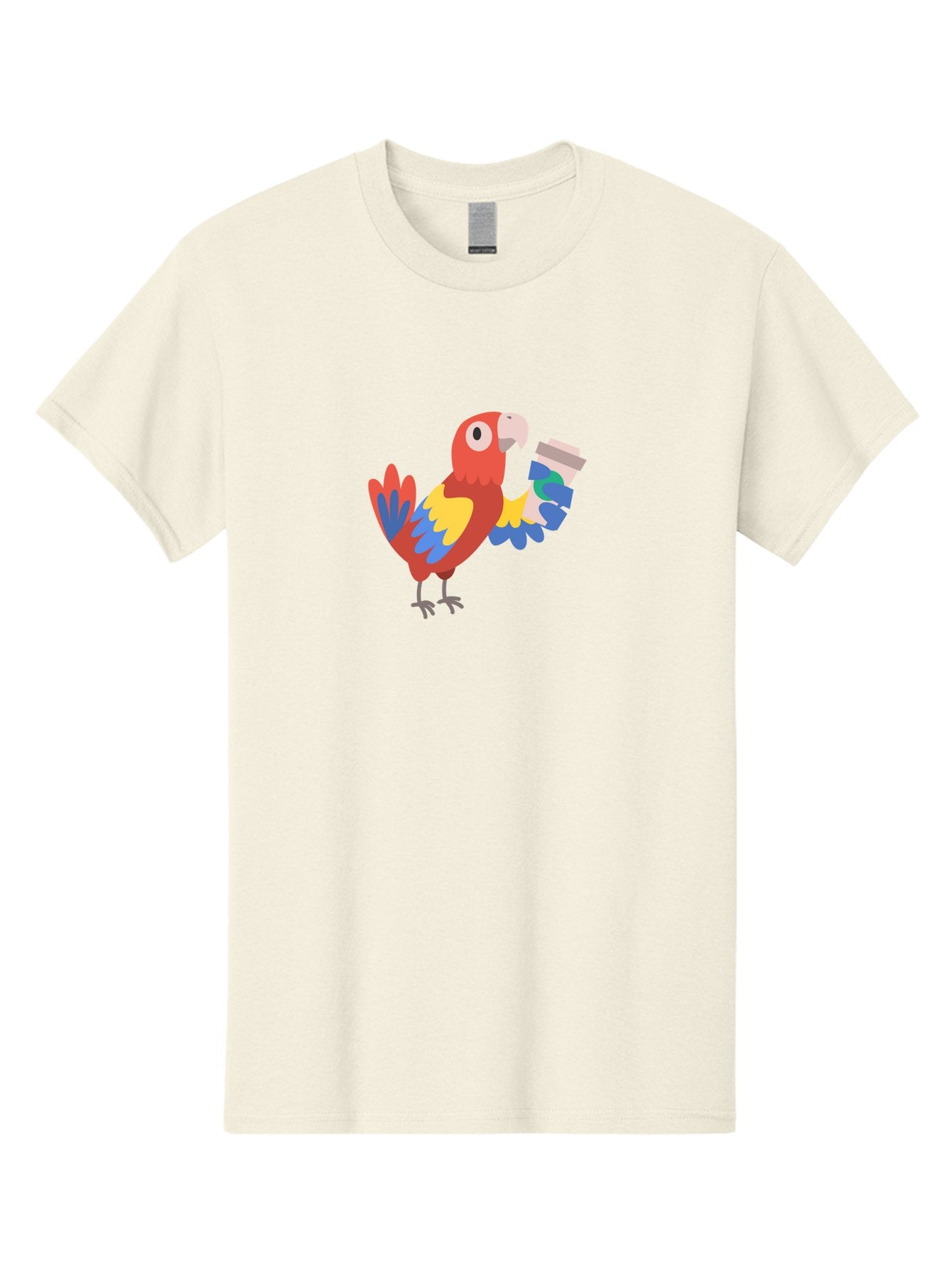 Parrot-2 Men'S Graphic Tee, 100% Cotton, Comfortable Casual Summer Wear, Machine Washable, Colorful Parrot, Cartoon Bird, Coffee Cup, Vibrant Feathers, Playful Illustration, Tropical Bird, Coffee Love, Exotic Pet Aab850 11