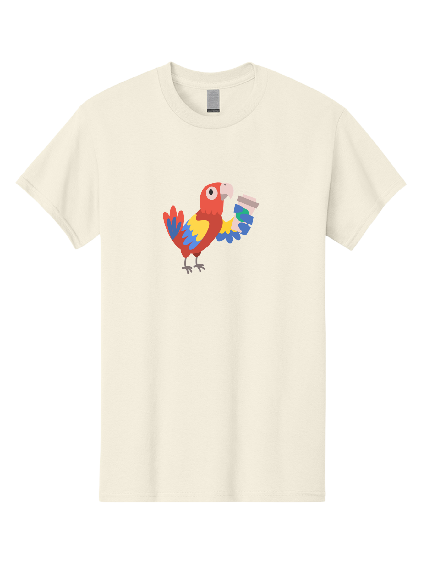 Parrot-2 Men'S Graphic Tee, 100% Cotton, Comfortable Casual Summer Wear, Machine Washable, Colorful Parrot, Cartoon Bird, Coffee Cup, Vibrant Feathers, Playful Illustration, Tropical Bird, Coffee Love, Exotic Pet Aab850 7