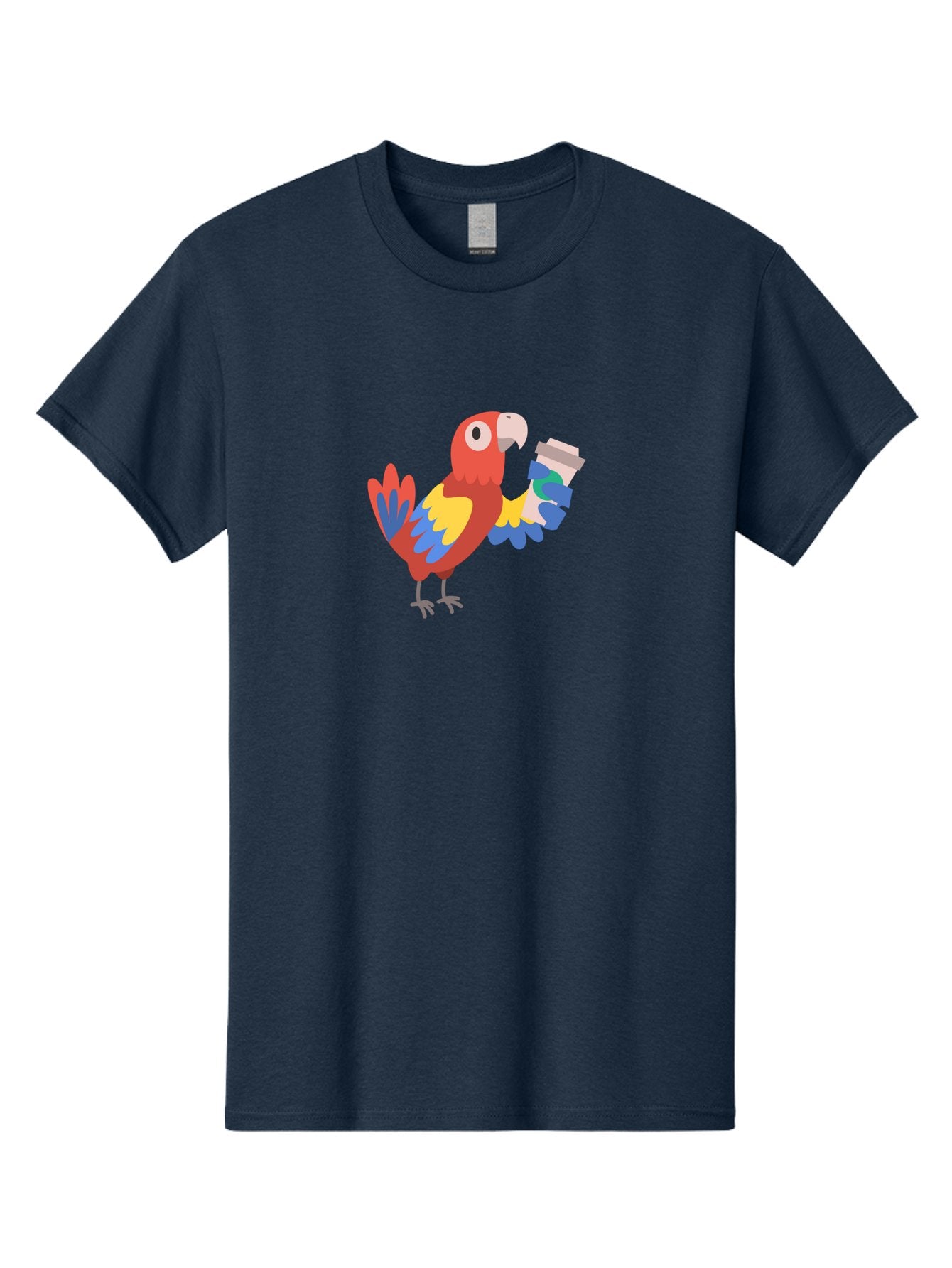 Parrot-2 Men'S Graphic Tee, 100% Cotton, Comfortable Casual Summer Wear, Machine Washable, Colorful Parrot, Cartoon Bird, Coffee Cup, Vibrant Feathers, Playful Illustration, Tropical Bird, Coffee Love, Exotic Pet Aab850 9