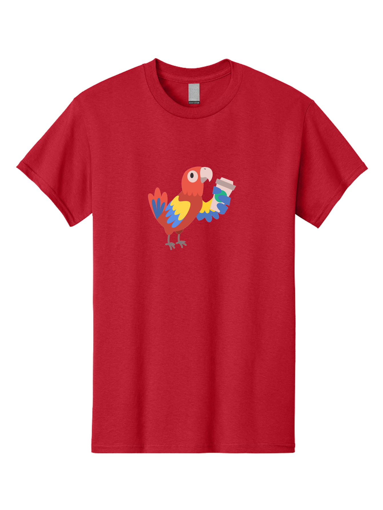 Parrot-2 Men'S Graphic Tee, 100% Cotton, Comfortable Casual Summer Wear, Machine Washable, Colorful Parrot, Cartoon Bird, Coffee Cup, Vibrant Feathers, Playful Illustration, Tropical Bird, Coffee Love, Exotic Pet Aab850 19