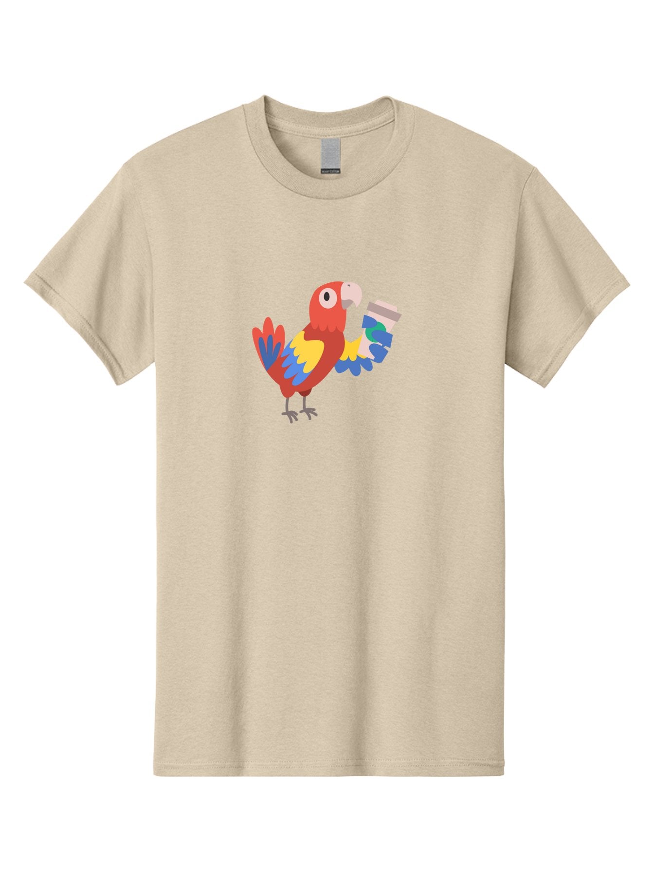 Parrot-2 Men'S Graphic Tee, 100% Cotton, Comfortable Casual Summer Wear, Machine Washable, Colorful Parrot, Cartoon Bird, Coffee Cup, Vibrant Feathers, Playful Illustration, Tropical Bird, Coffee Love, Exotic Pet Aab850 13