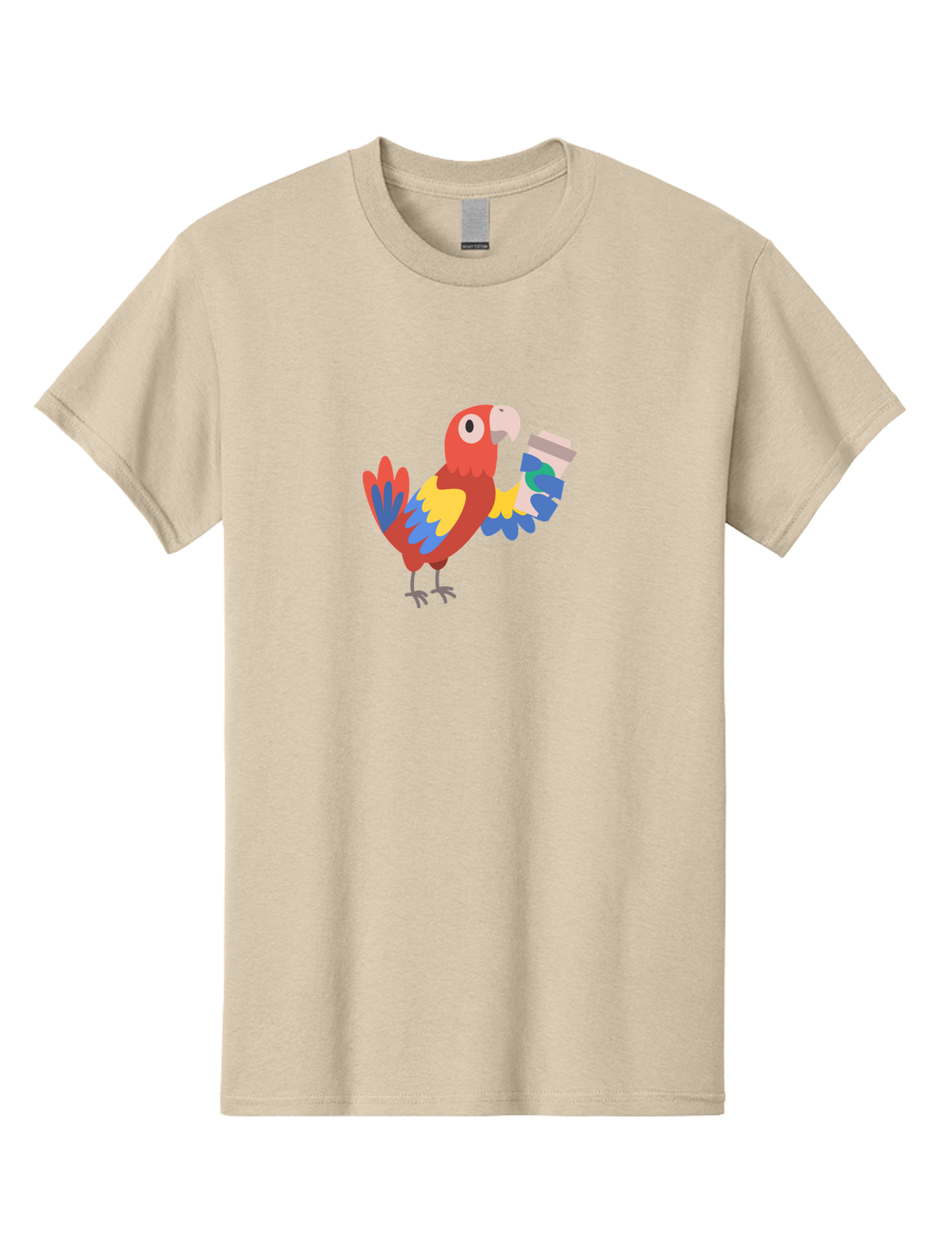 Parrot-2 Men'S Graphic Tee, 100% Cotton, Comfortable Casual Summer Wear, Machine Washable, Colorful Parrot, Cartoon Bird, Coffee Cup, Vibrant Feathers, Playful Illustration, Tropical Bird, Coffee Love, Exotic Pet Aab850 29