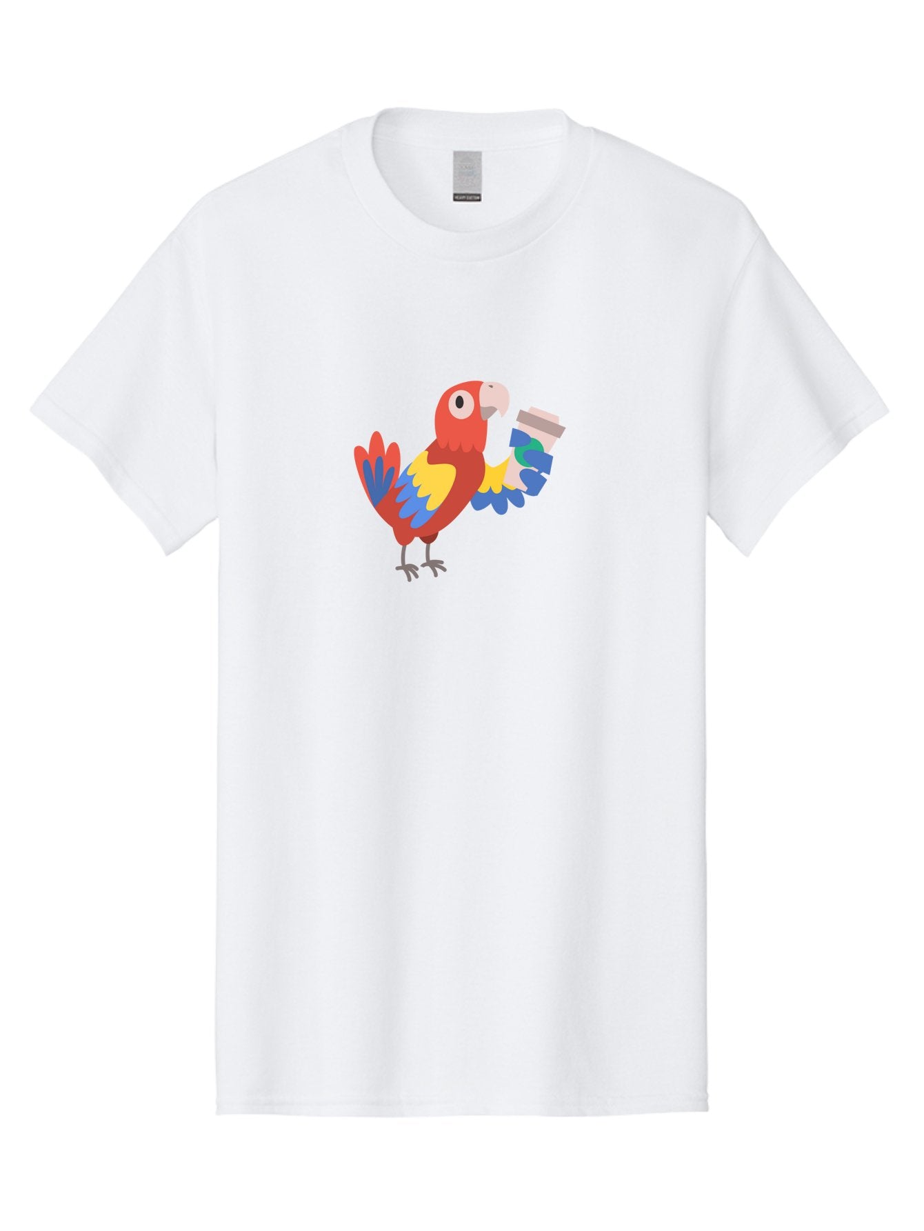 Parrot-2 Men'S Graphic Tee, 100% Cotton, Comfortable Casual Summer Wear, Machine Washable, Colorful Parrot, Cartoon Bird, Coffee Cup, Vibrant Feathers, Playful Illustration, Tropical Bird, Coffee Love, Exotic Pet Aab850 3
