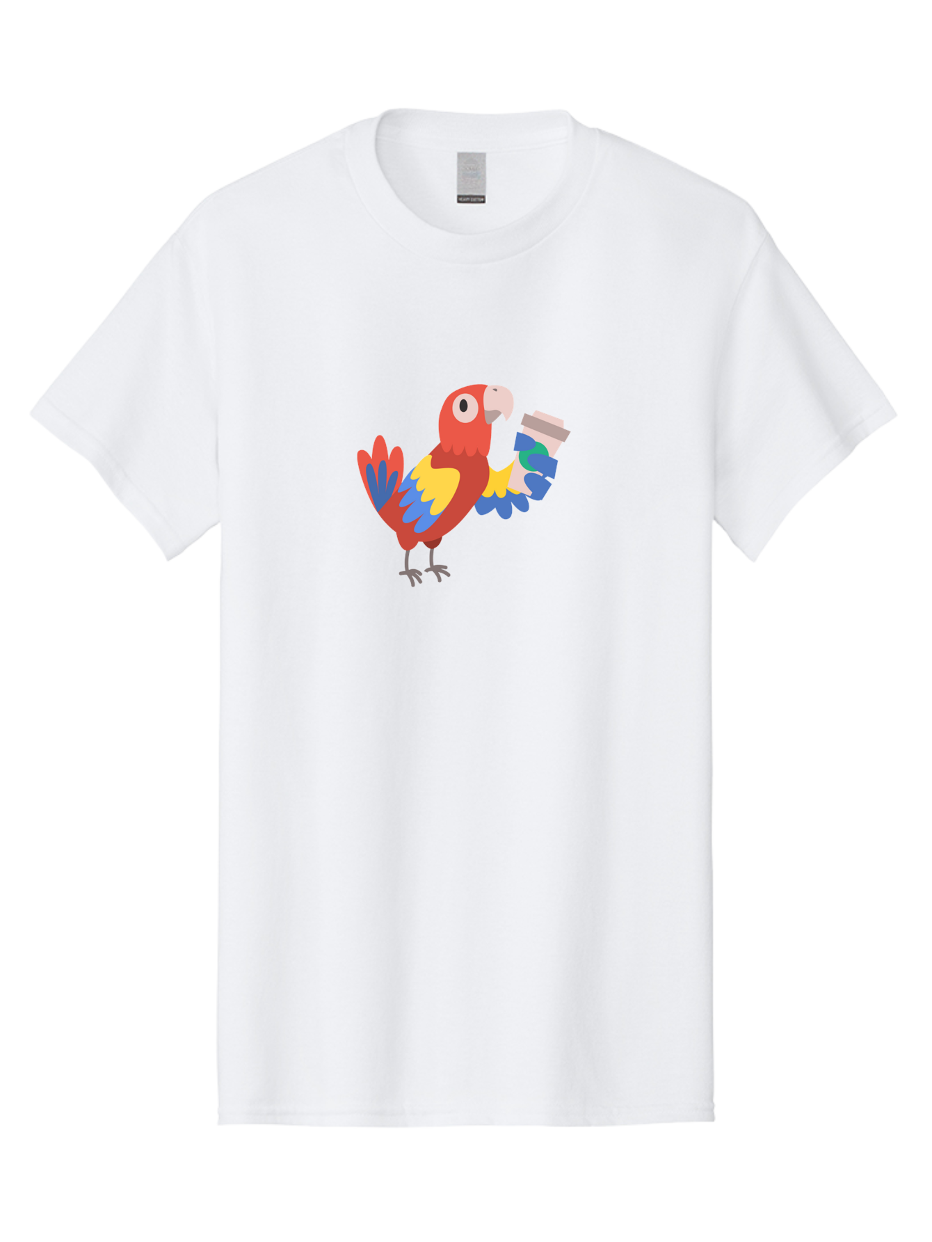 Parrot-2 Men'S Graphic Tee, 100% Cotton, Comfortable Casual Summer Wear, Machine Washable, Colorful Parrot, Cartoon Bird, Coffee Cup, Vibrant Feathers, Playful Illustration, Tropical Bird, Coffee Love, Exotic Pet Aab850 17