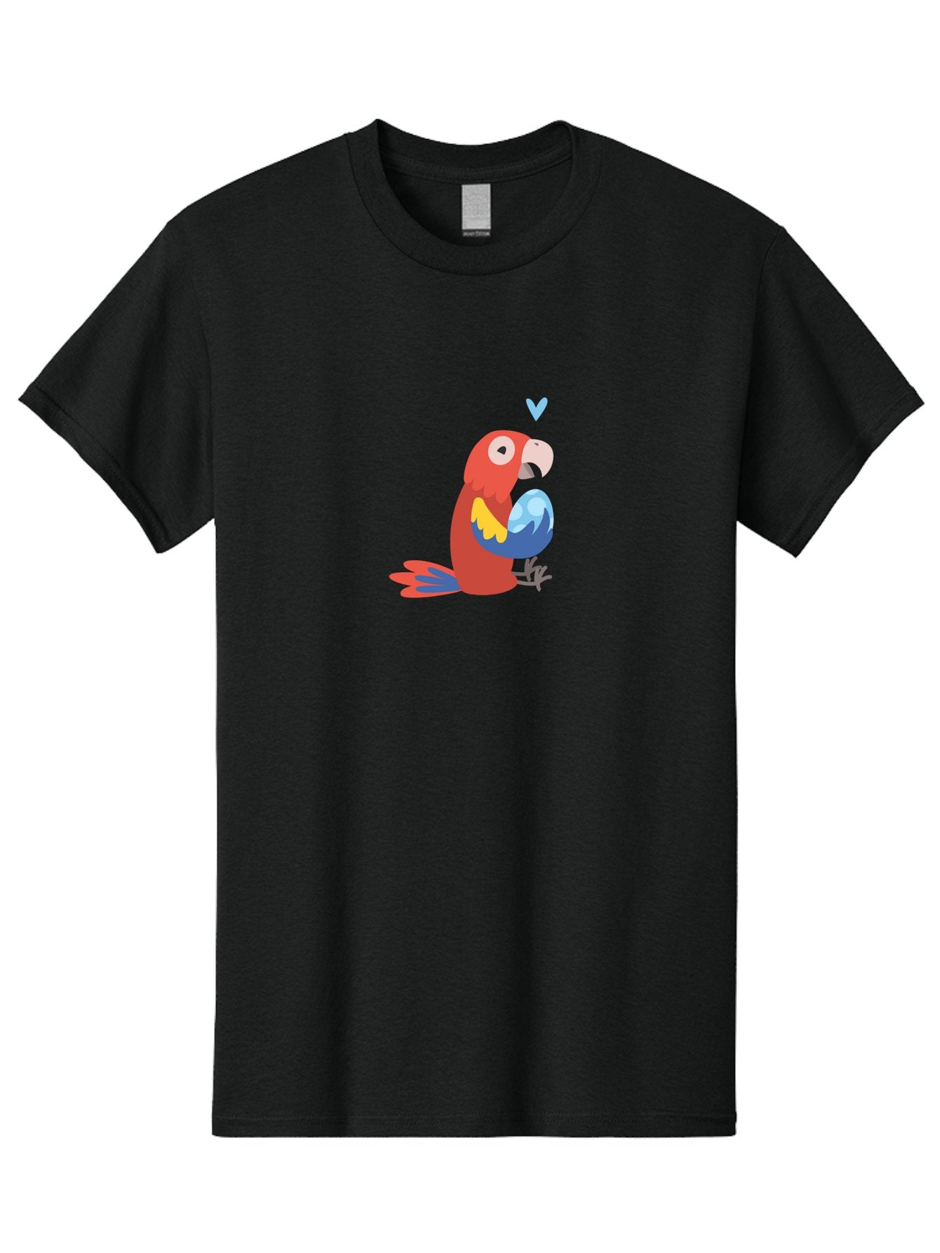 Parrot-3 Men'S Graphic Tee, 100% Cotton, Comfortable Casual Summer Wear, Machine Washable, Colorful Parrot, Red Bird, Blue Wings, Yellow Feathers, Cartoon Character, Heart Above Head, Vibrant Colors, Cute Animal, Tropical Bird, Parrot Love Aab851 15