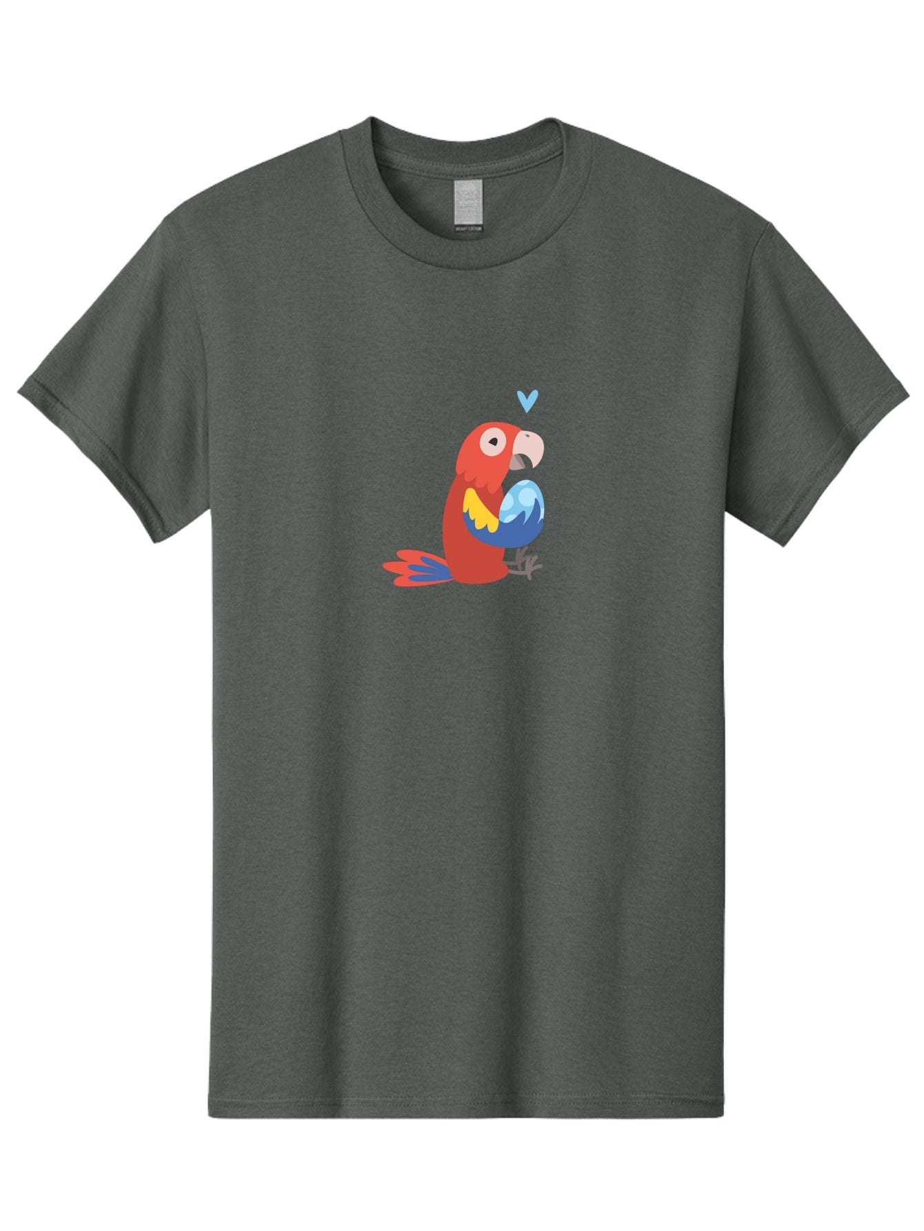 Parrot-3 Men'S Graphic Tee, 100% Cotton, Comfortable Casual Summer Wear, Machine Washable, Colorful Parrot, Red Bird, Blue Wings, Yellow Feathers, Cartoon Character, Heart Above Head, Vibrant Colors, Cute Animal, Tropical Bird, Parrot Love Aab851 11