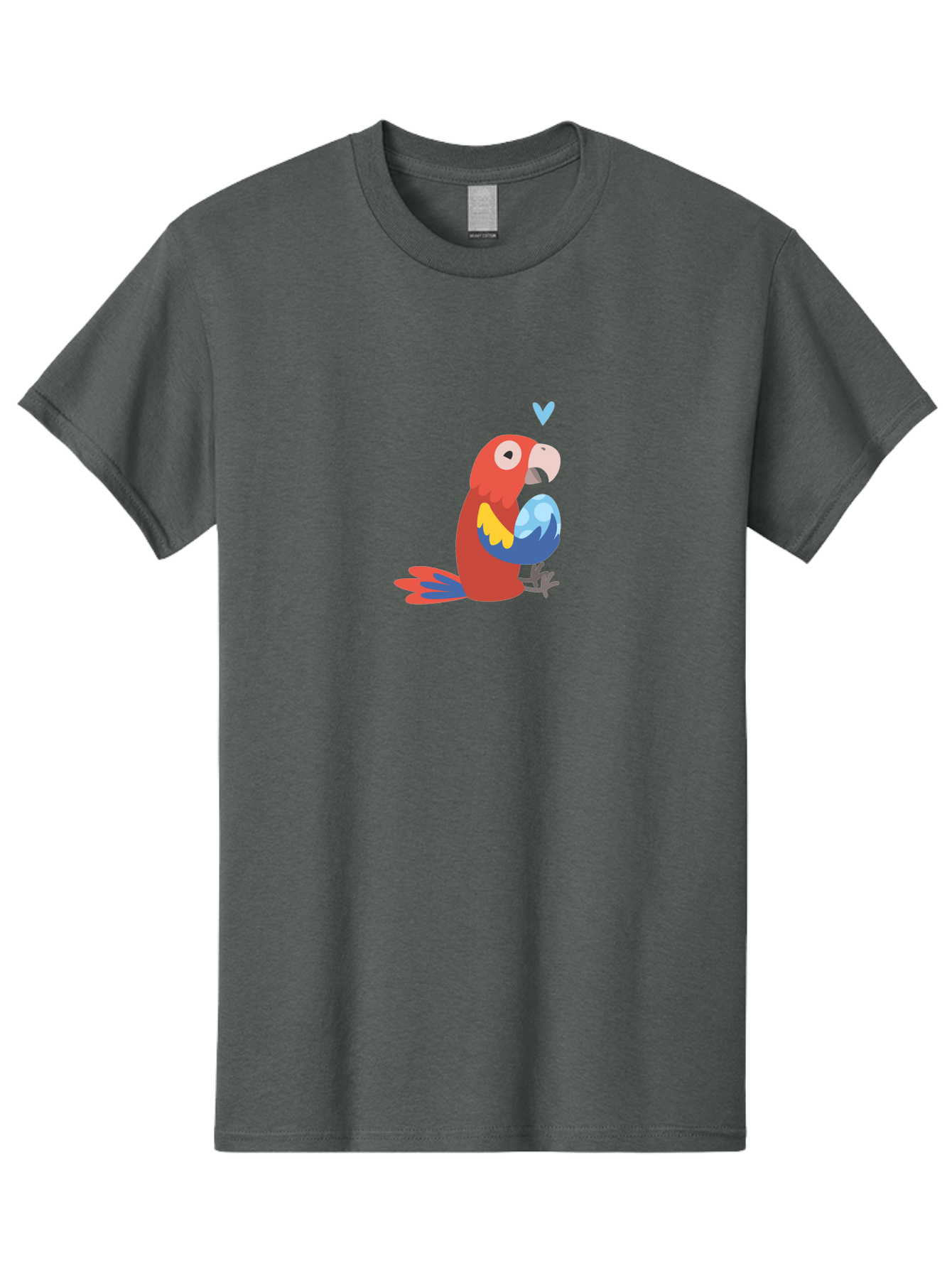 Parrot-3 Men'S Graphic Tee, 100% Cotton, Comfortable Casual Summer Wear, Machine Washable, Colorful Parrot, Red Bird, Blue Wings, Yellow Feathers, Cartoon Character, Heart Above Head, Vibrant Colors, Cute Animal, Tropical Bird, Parrot Love Aab851 7