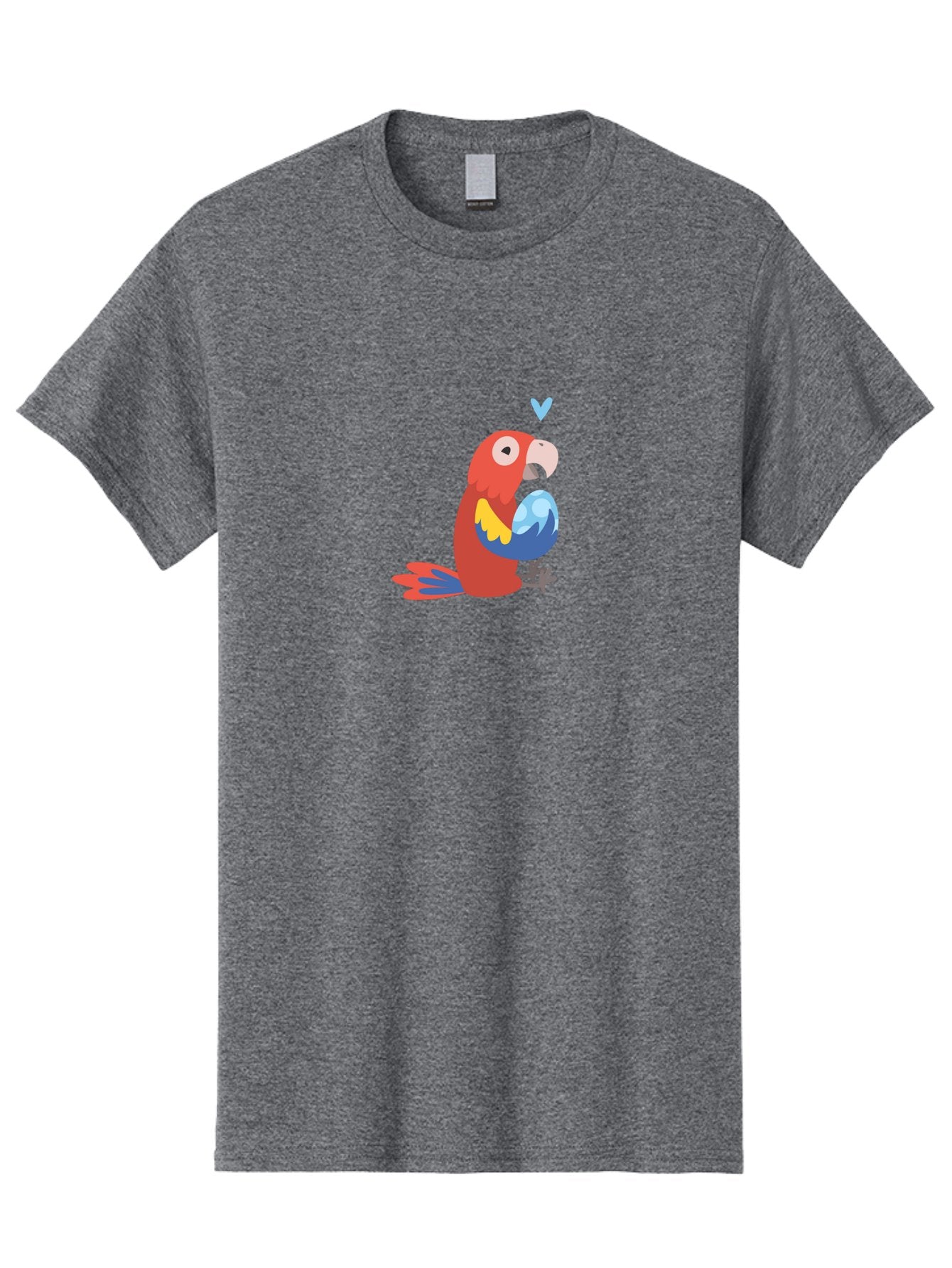 Parrot-3 Men'S Graphic Tee, 100% Cotton, Comfortable Casual Summer Wear, Machine Washable, Colorful Parrot, Red Bird, Blue Wings, Yellow Feathers, Cartoon Character, Heart Above Head, Vibrant Colors, Cute Animal, Tropical Bird, Parrot Love Aab851 7
