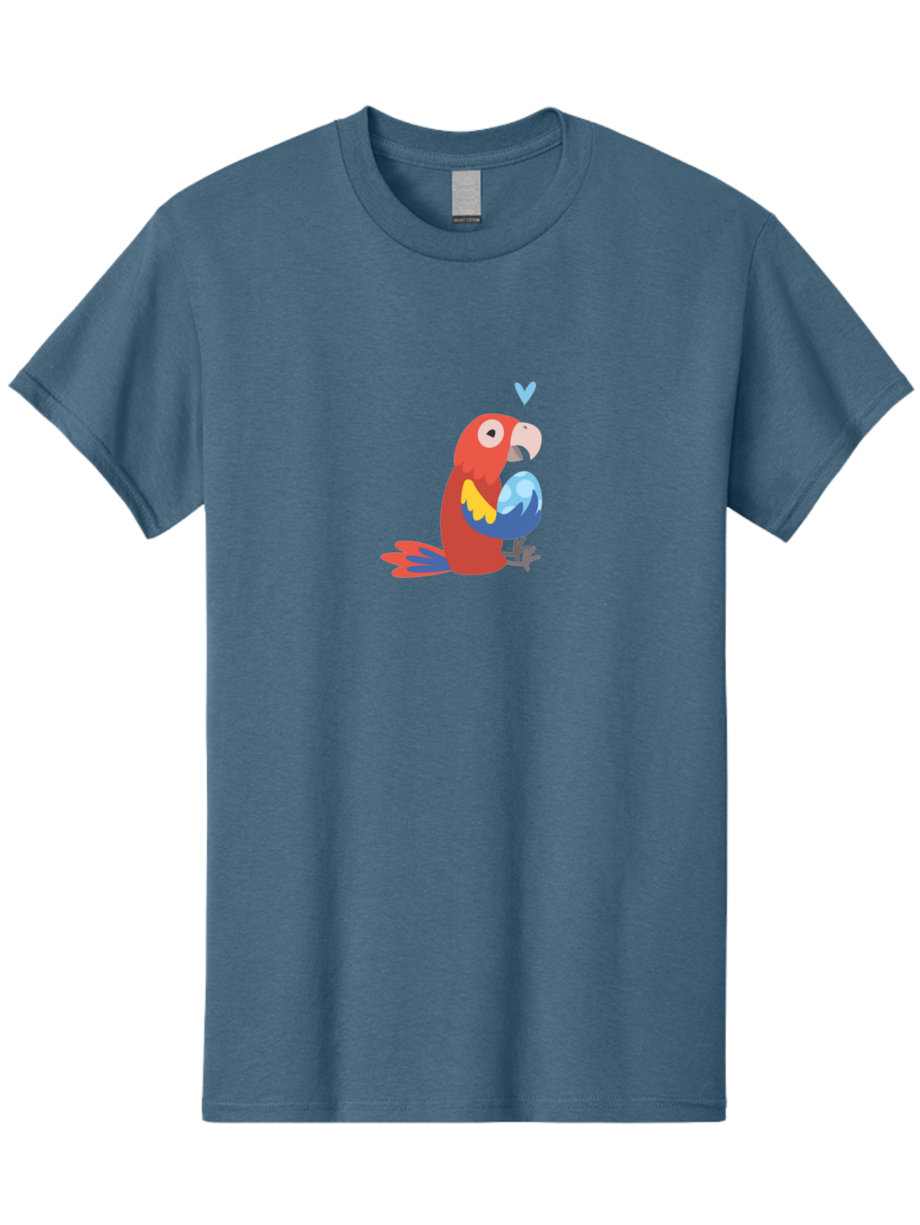 Parrot-3 Men'S Graphic Tee, 100% Cotton, Comfortable Casual Summer Wear, Machine Washable, Colorful Parrot, Red Bird, Blue Wings, Yellow Feathers, Cartoon Character, Heart Above Head, Vibrant Colors, Cute Animal, Tropical Bird, Parrot Love Aab851 13