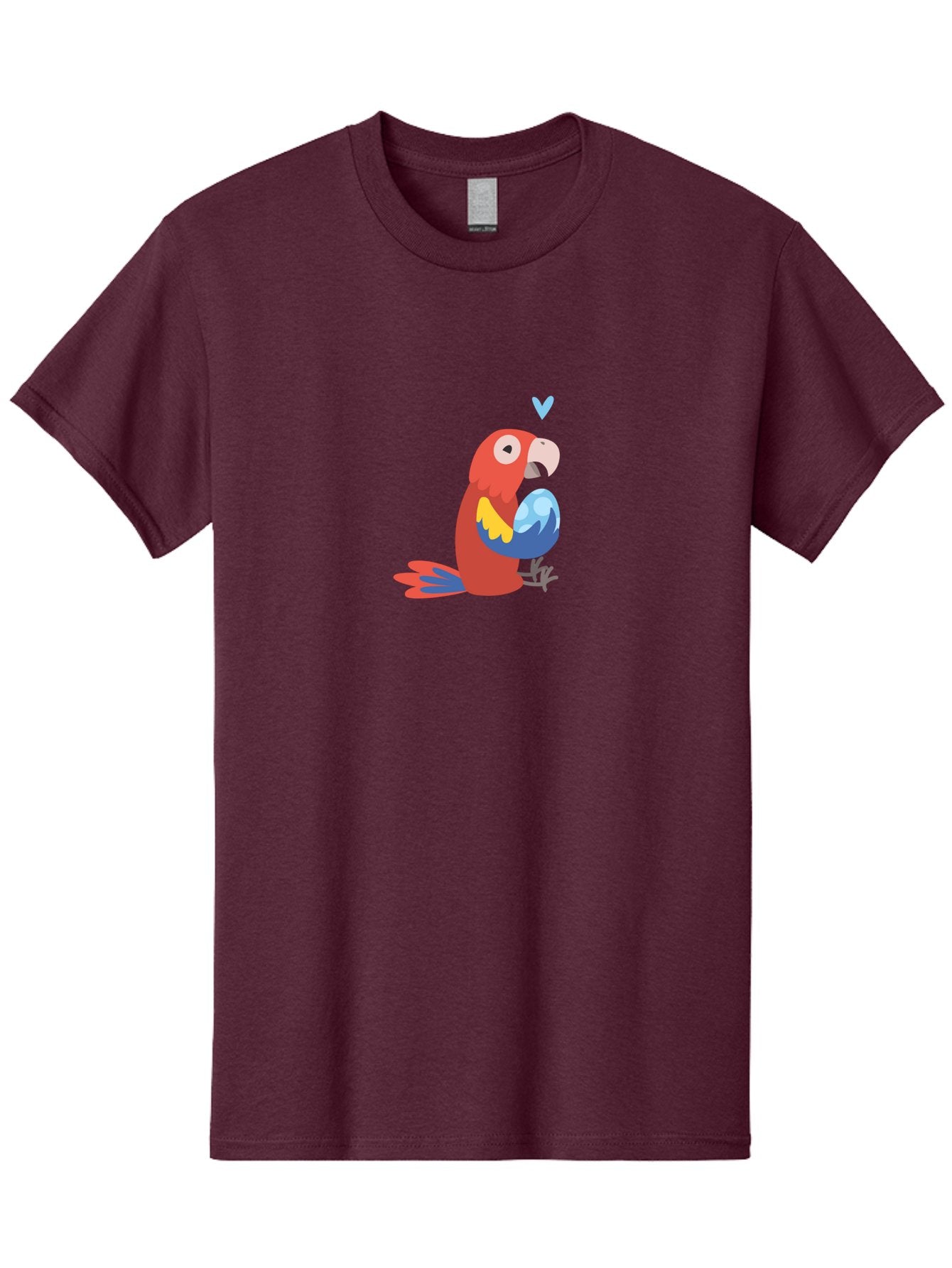Parrot-3 Men'S Graphic Tee, 100% Cotton, Comfortable Casual Summer Wear, Machine Washable, Colorful Parrot, Red Bird, Blue Wings, Yellow Feathers, Cartoon Character, Heart Above Head, Vibrant Colors, Cute Animal, Tropical Bird, Parrot Love Aab851 12
