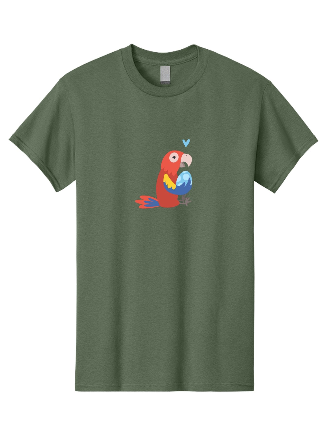Parrot-3 Men'S Graphic Tee, 100% Cotton, Comfortable Casual Summer Wear, Machine Washable, Colorful Parrot, Red Bird, Blue Wings, Yellow Feathers, Cartoon Character, Heart Above Head, Vibrant Colors, Cute Animal, Tropical Bird, Parrot Love Aab851 8