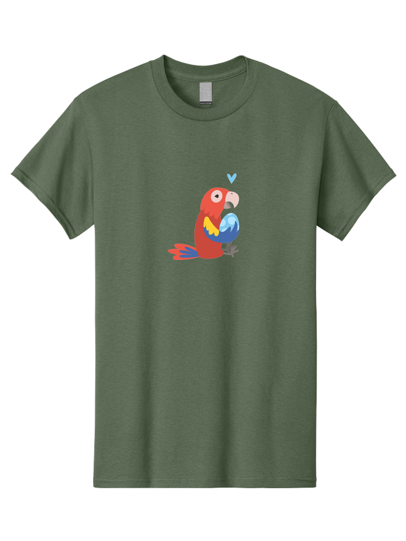 Parrot-3 Men'S Graphic Tee, 100% Cotton, Comfortable Casual Summer Wear, Machine Washable, Colorful Parrot, Red Bird, Blue Wings, Yellow Feathers, Cartoon Character, Heart Above Head, Vibrant Colors, Cute Animal, Tropical Bird, Parrot Love Aab851 11