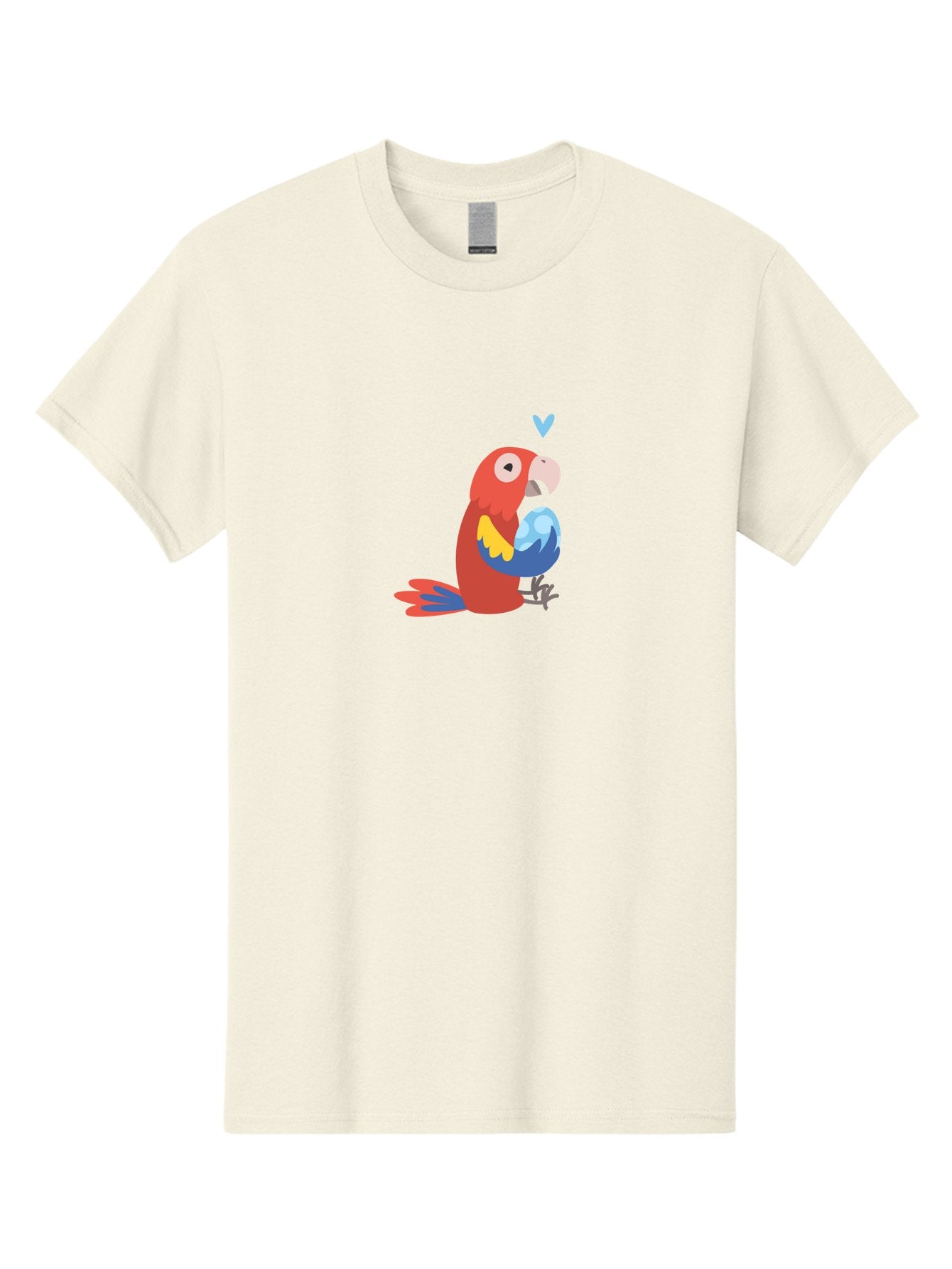 Parrot-3 Men'S Graphic Tee, 100% Cotton, Comfortable Casual Summer Wear, Machine Washable, Colorful Parrot, Red Bird, Blue Wings, Yellow Feathers, Cartoon Character, Heart Above Head, Vibrant Colors, Cute Animal, Tropical Bird, Parrot Love Aab851 9