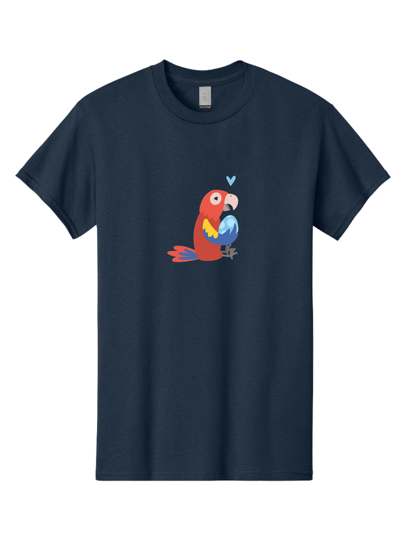 Parrot-3 Men'S Graphic Tee, 100% Cotton, Comfortable Casual Summer Wear, Machine Washable, Colorful Parrot, Red Bird, Blue Wings, Yellow Feathers, Cartoon Character, Heart Above Head, Vibrant Colors, Cute Animal, Tropical Bird, Parrot Love Aab851 19