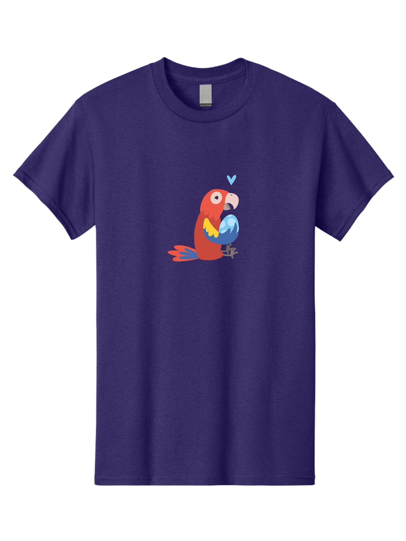 Parrot-3 Men'S Graphic Tee, 100% Cotton, Comfortable Casual Summer Wear, Machine Washable, Colorful Parrot, Red Bird, Blue Wings, Yellow Feathers, Cartoon Character, Heart Above Head, Vibrant Colors, Cute Animal, Tropical Bird, Parrot Love Aab851 10