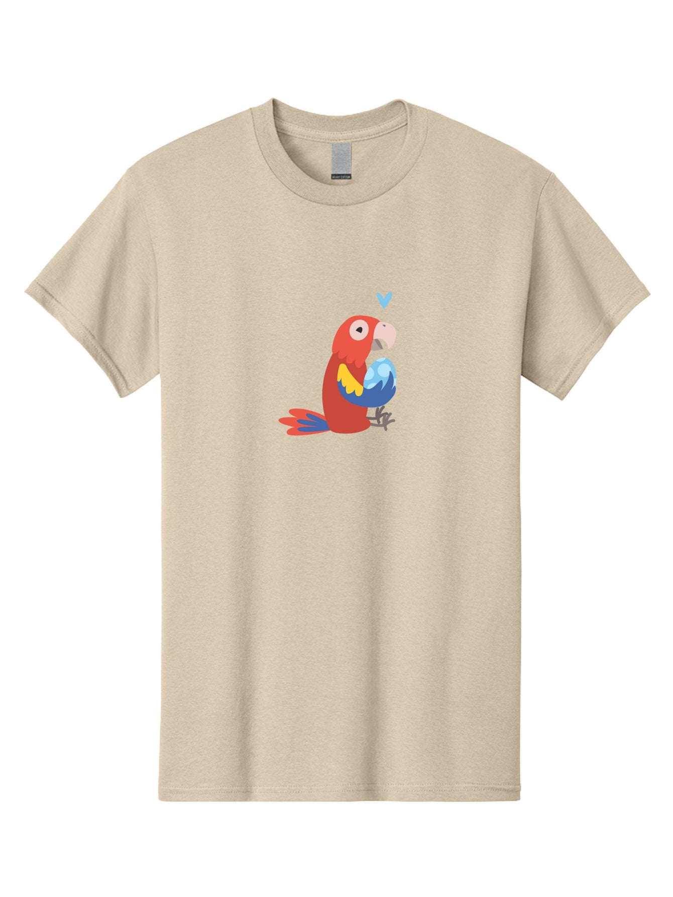 Parrot-3 Men'S Graphic Tee, 100% Cotton, Comfortable Casual Summer Wear, Machine Washable, Colorful Parrot, Red Bird, Blue Wings, Yellow Feathers, Cartoon Character, Heart Above Head, Vibrant Colors, Cute Animal, Tropical Bird, Parrot Love Aab851 3