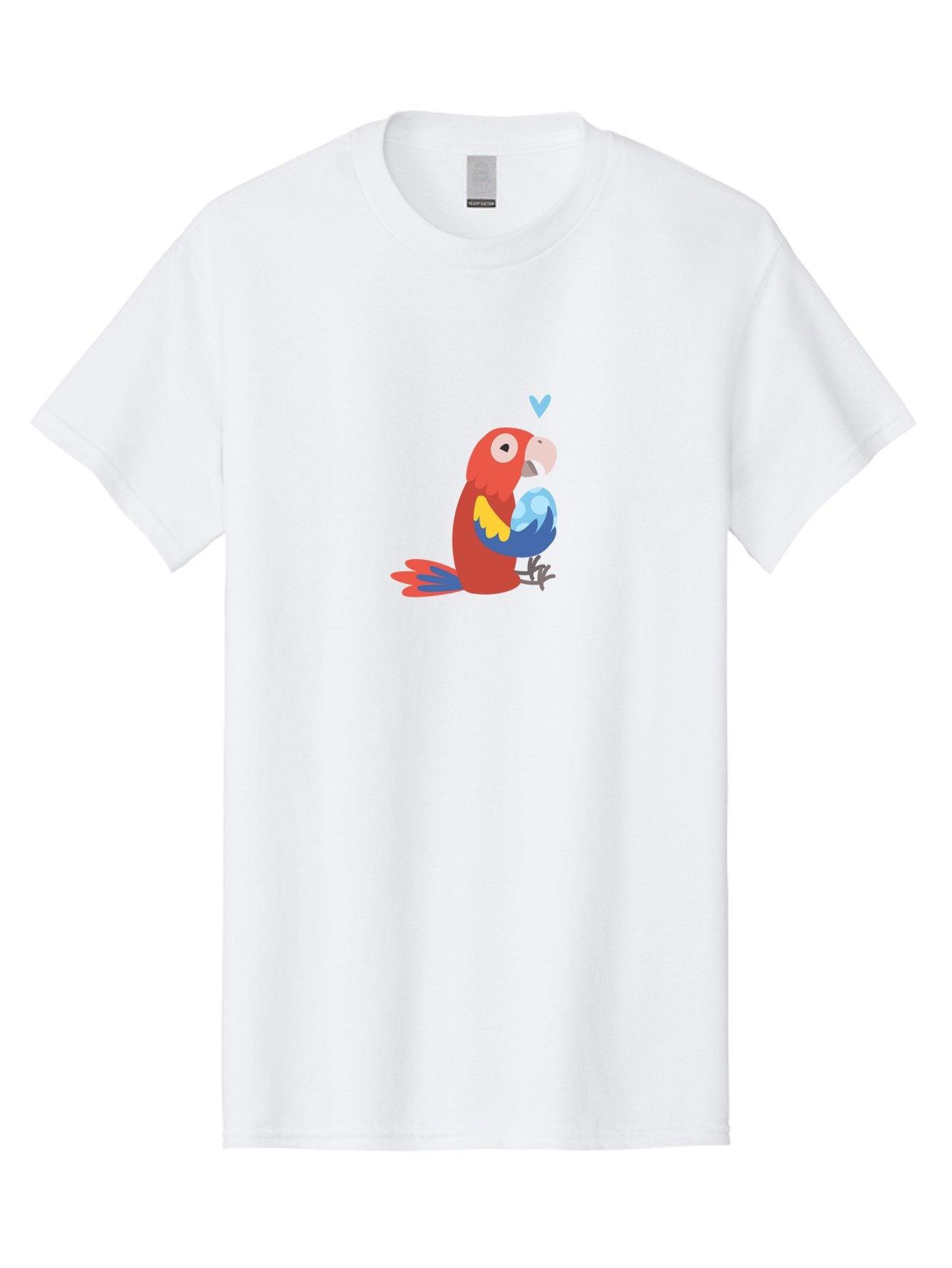 Parrot-3 Men'S Graphic Tee, 100% Cotton, Comfortable Casual Summer Wear, Machine Washable, Colorful Parrot, Red Bird, Blue Wings, Yellow Feathers, Cartoon Character, Heart Above Head, Vibrant Colors, Cute Animal, Tropical Bird, Parrot Love Aab851 4