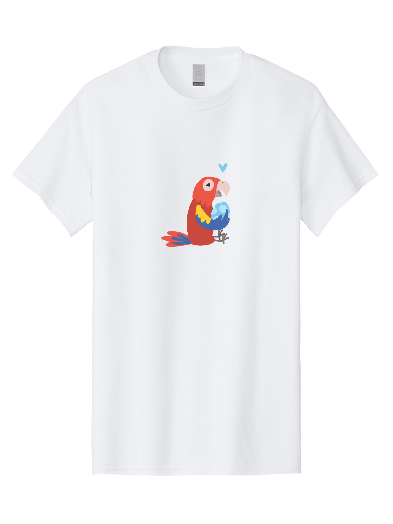 Parrot-3 Men'S Graphic Tee, 100% Cotton, Comfortable Casual Summer Wear, Machine Washable, Colorful Parrot, Red Bird, Blue Wings, Yellow Feathers, Cartoon Character, Heart Above Head, Vibrant Colors, Cute Animal, Tropical Bird, Parrot Love Aab851 23