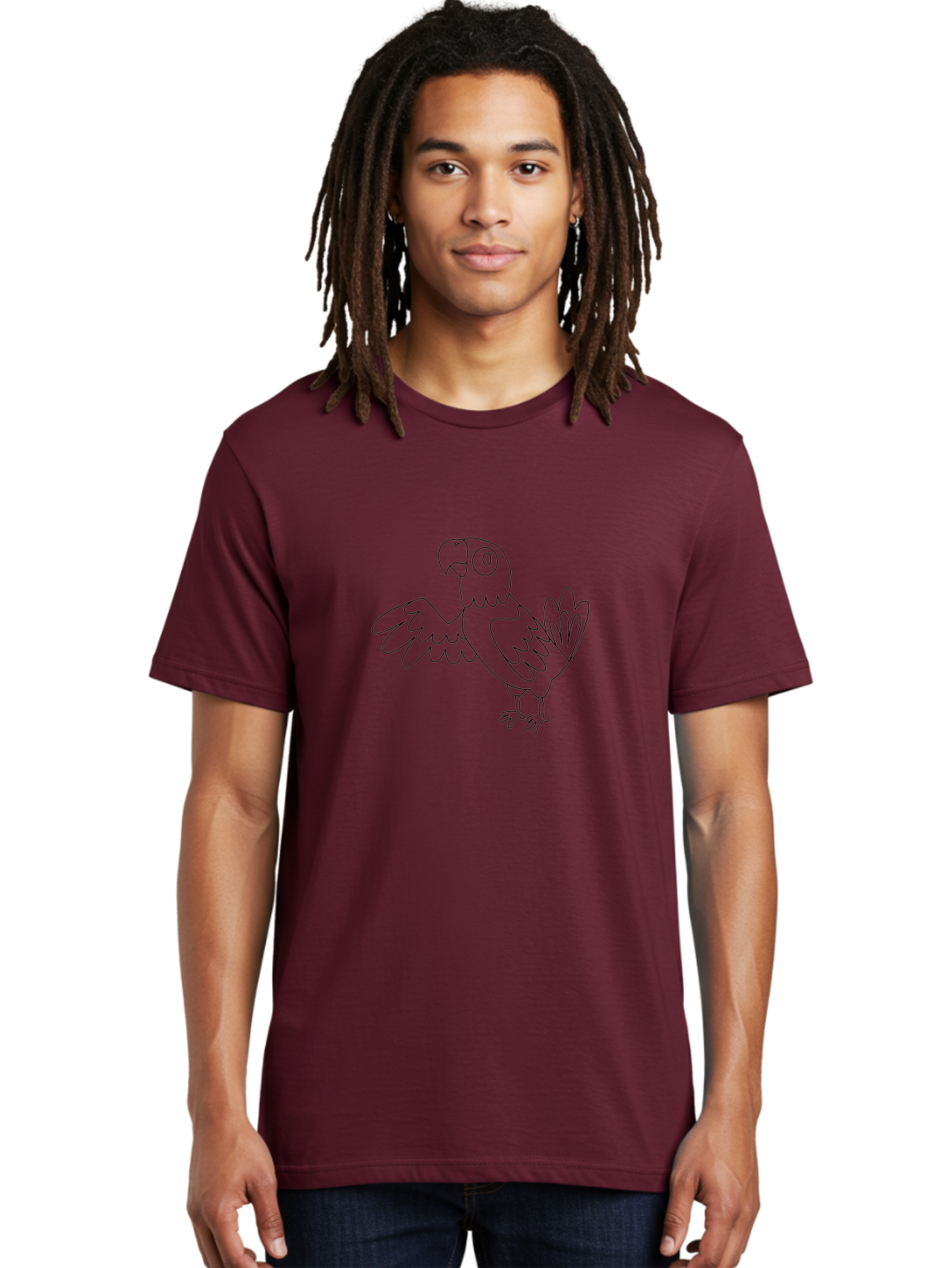 Parrot-4 Men'S Graphic Tee, 100% Cotton, Comfortable Casual Summer Wear, Machine Washable, Line Art Parrot, Simple Illustration, Cartoon Style, Bird Silhouette, Animal Outline, Coloring Page, Minimalist Design, Winged Creature, Aab852 8