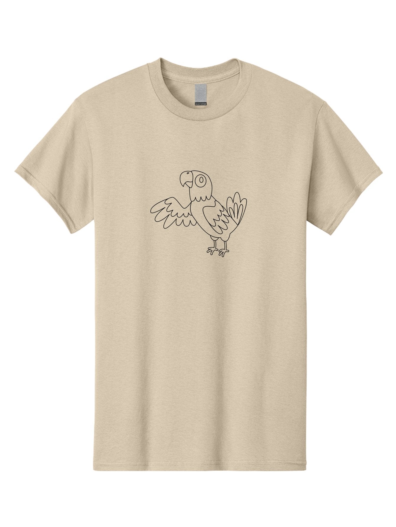 Parrot-4 Men'S Graphic Tee, 100% Cotton, Comfortable Casual Summer Wear, Machine Washable, Line Art Parrot, Simple Illustration, Cartoon Style, Bird Silhouette, Animal Outline, Coloring Page, Minimalist Design, Winged Creature, Aab852 3